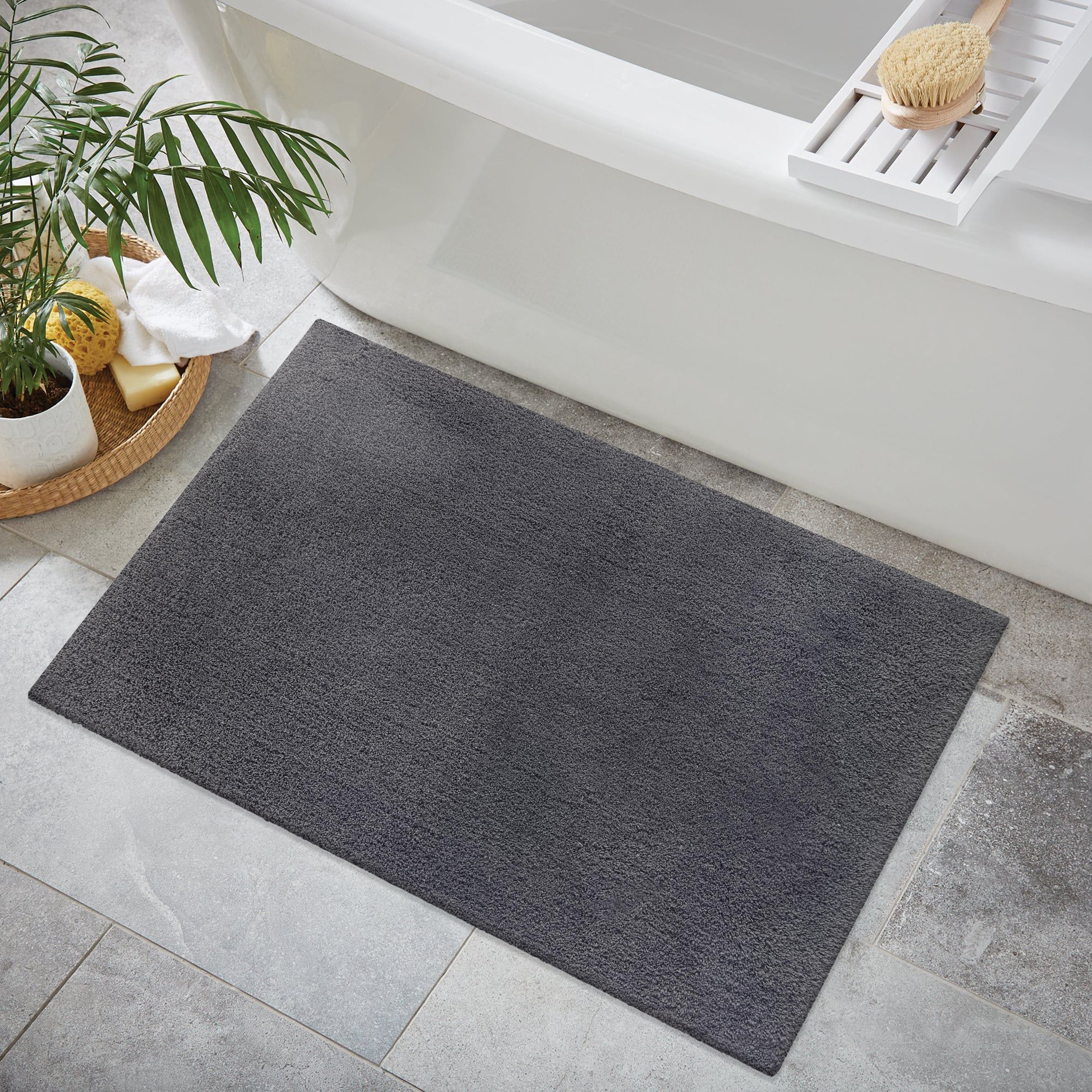 allen + roth 24-in x 40-in Dark Gray Polyester Bath Mat in the Bathroom Rugs  & Mats department at