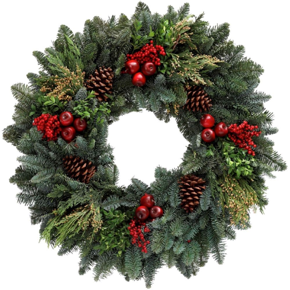 26-in Real Cedar Christmas Wreath with Pinecones in the Fresh 