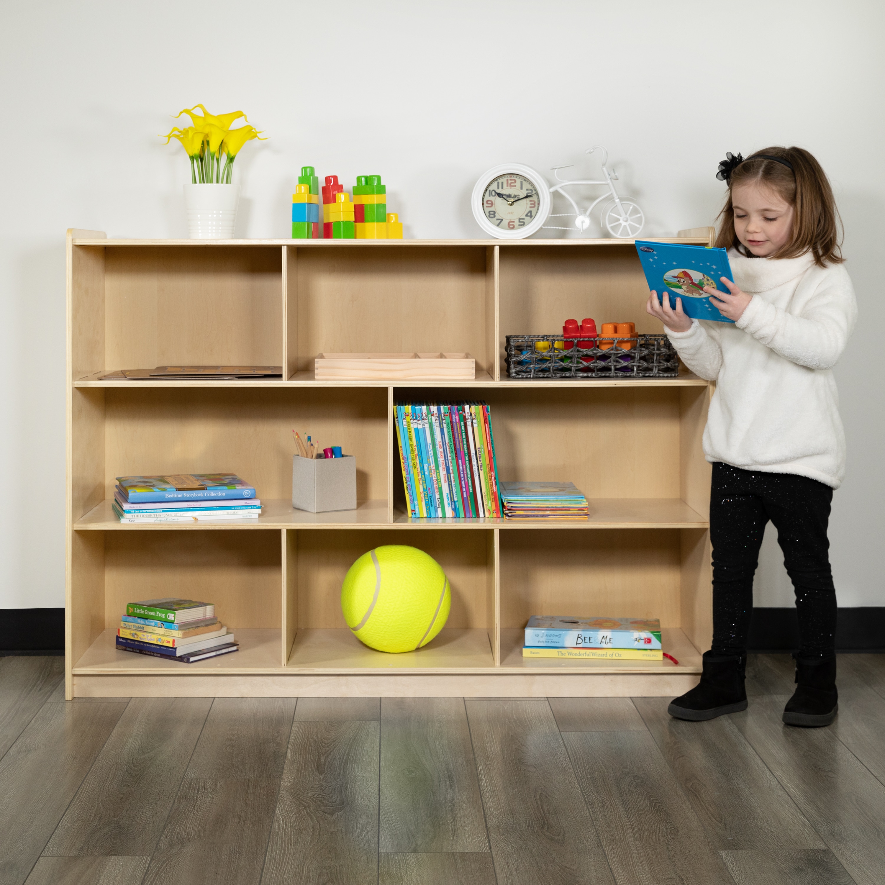 Natural Birch Wooden 8-Cube Kids Storage Cabinet