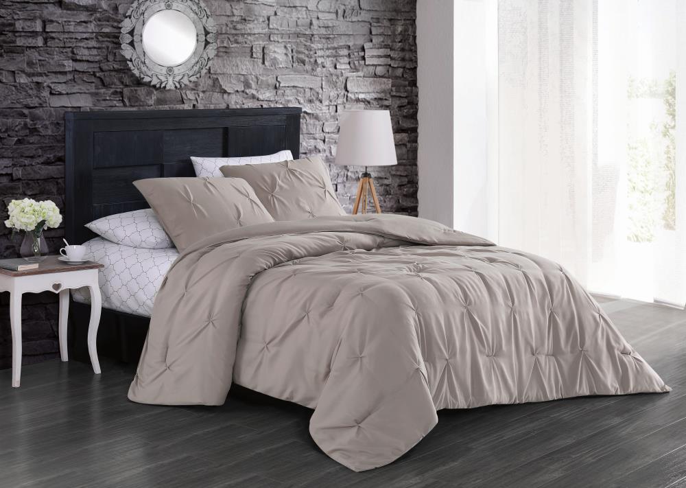 Geneva Home Fashion FLY7BBQUENGHTA Flynn 7 -Piece Taupe Queen Comforter Set