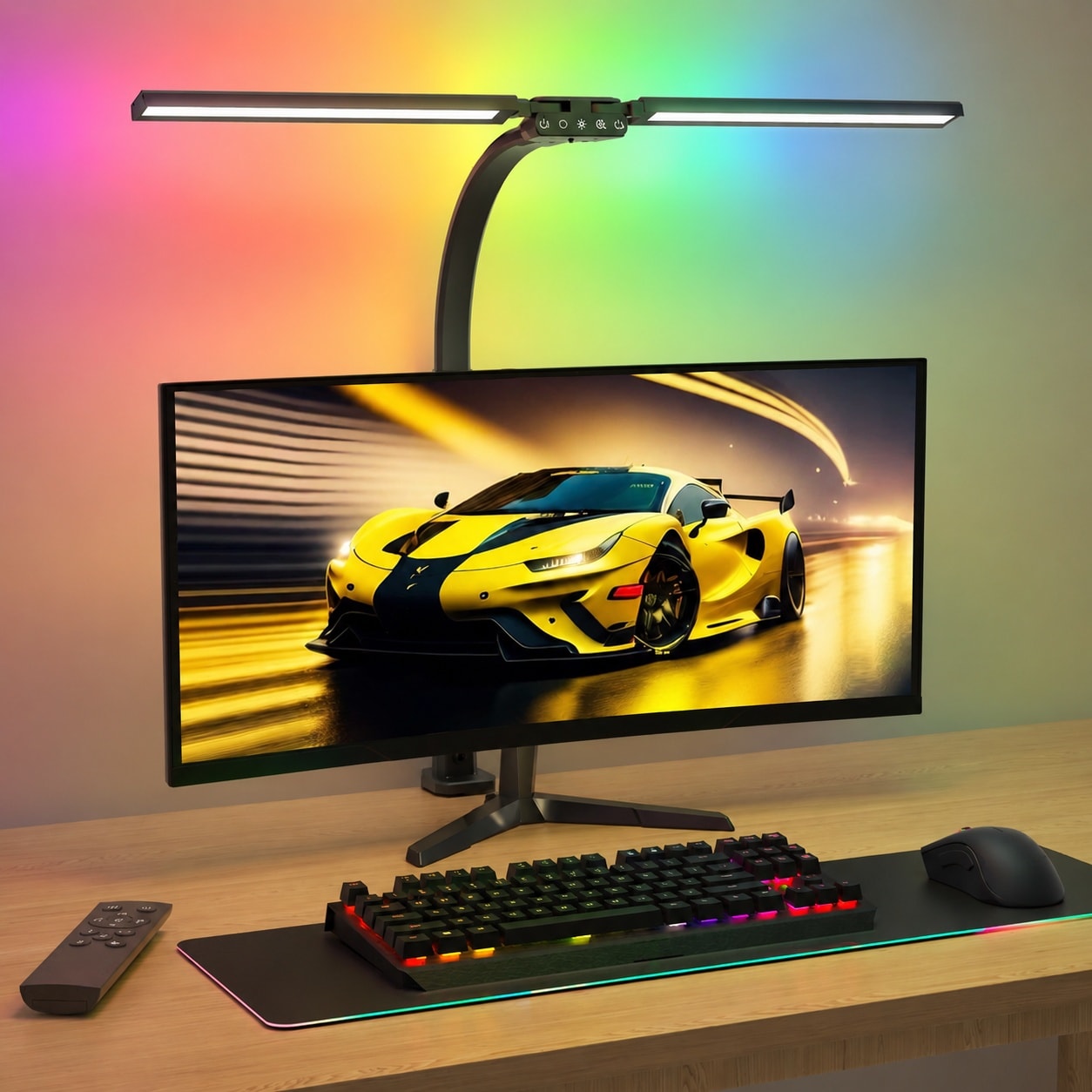 JVFCXXV Upgraded LED Desk Lamp with RGB Rotatable Dual Head and Remote ...
