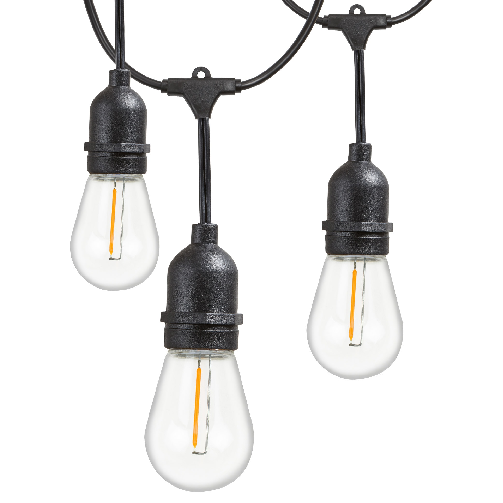 Newhouse Lighting 48-ft Plug-in Black Outdoor with 15 White-Light LED Edison Bulbs in the String Lights department at Lowes.com
