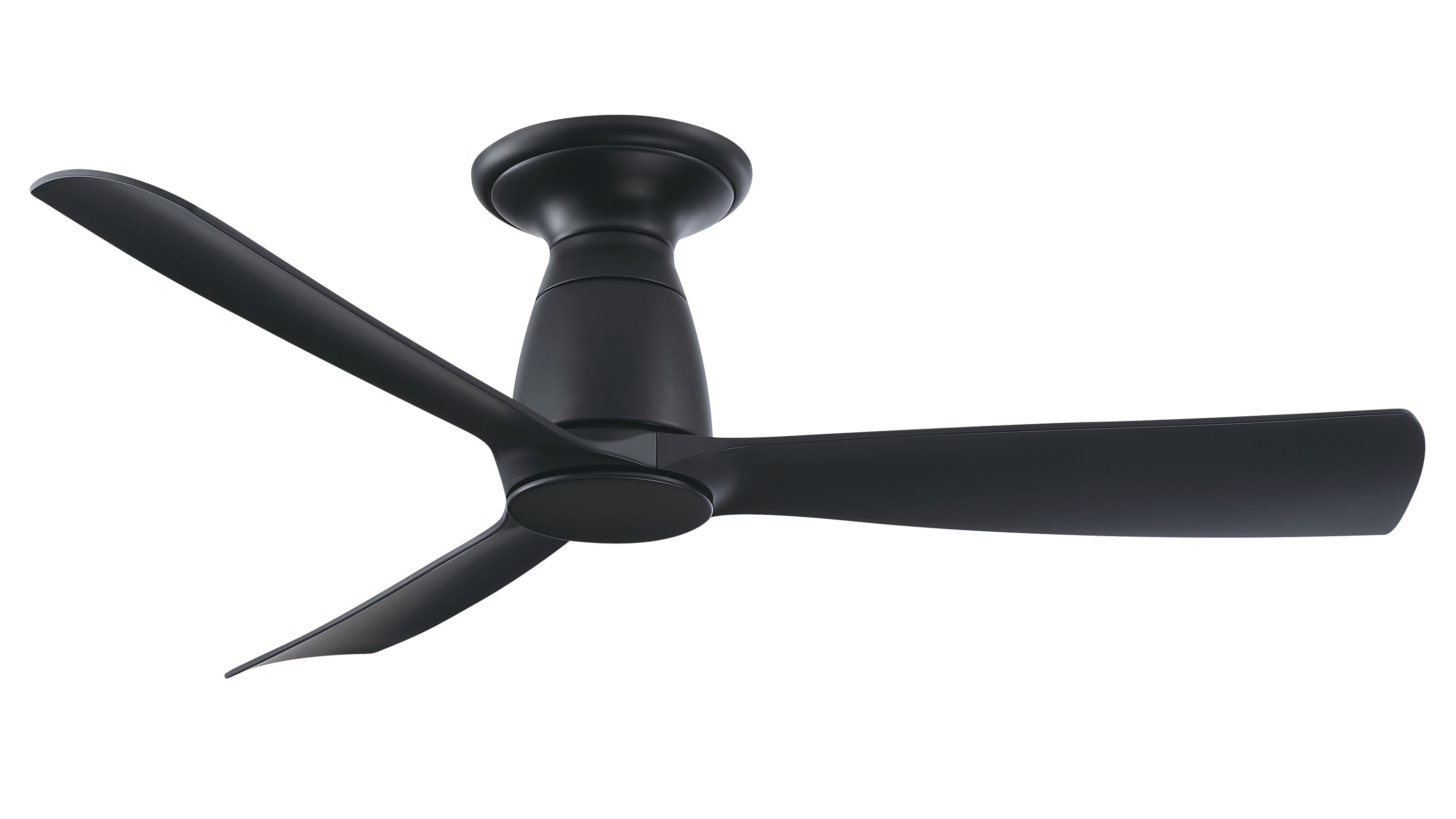 Fanimation FPD8547BL-F Kute 44 44-in Outdoor Flush Mount Smart Black with Black Blades Propeller Ceiling Fan Light Kit Compatible - Remote Included ( 3 -Blade )