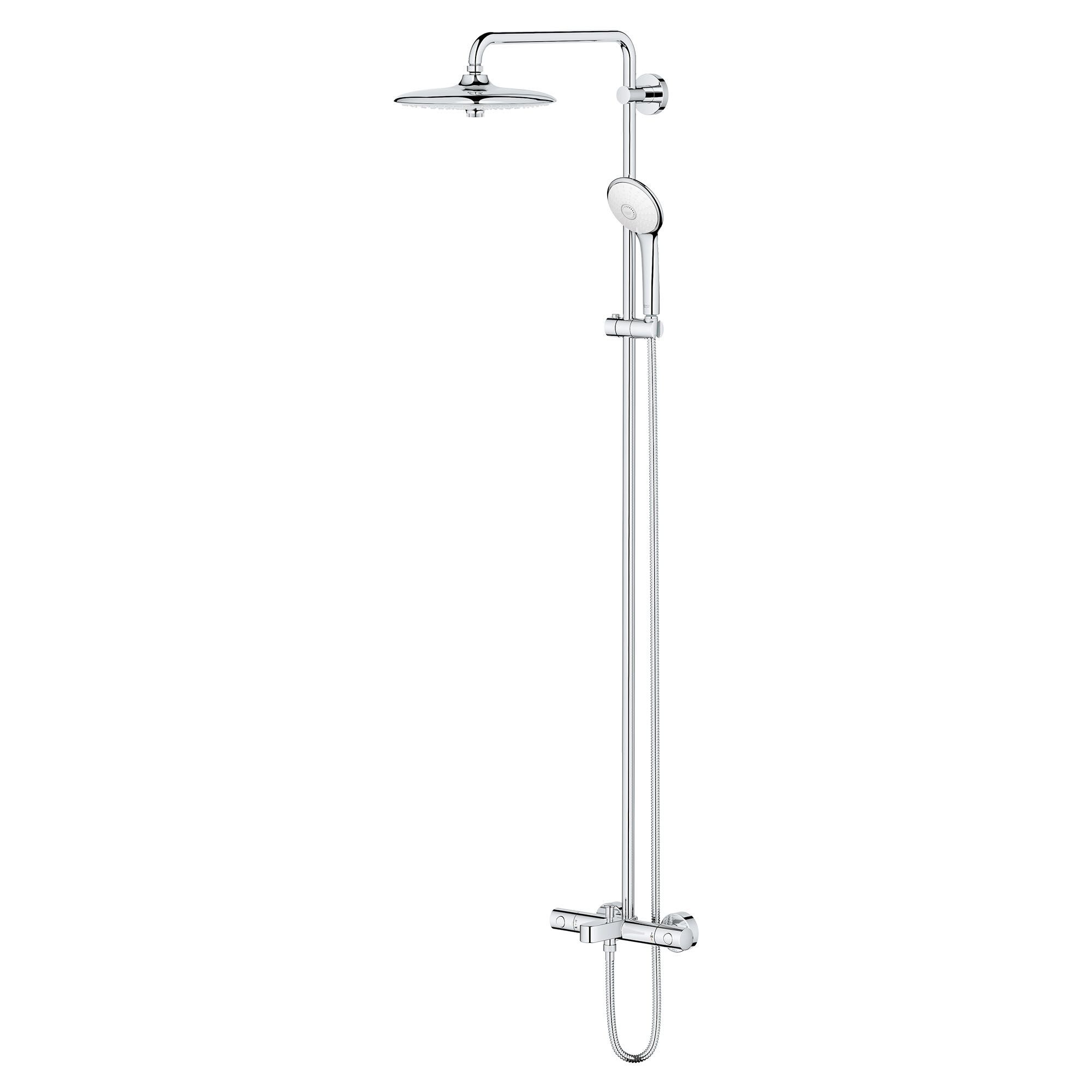 GROHE Retro-Fit Starlight Chrome Dual Head Shower Faucet Bar System ...