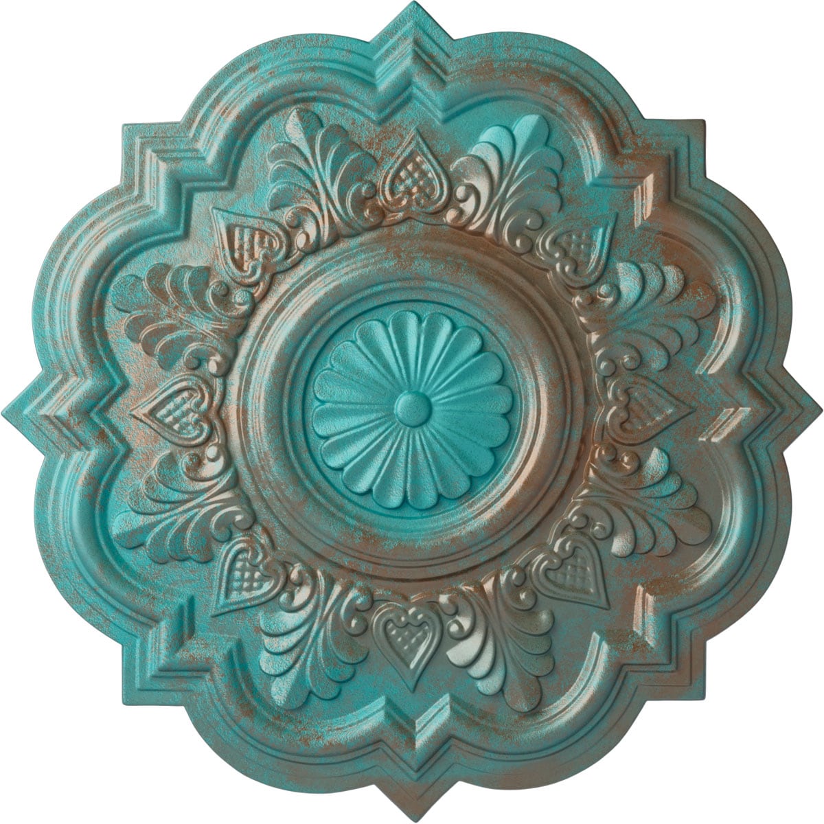 Ekena Millwork CM20DRCGS Deria 20.25-in W x 20.25-in L Painted Copper Green Patina Polyurethane Whole Ceiling Medallion