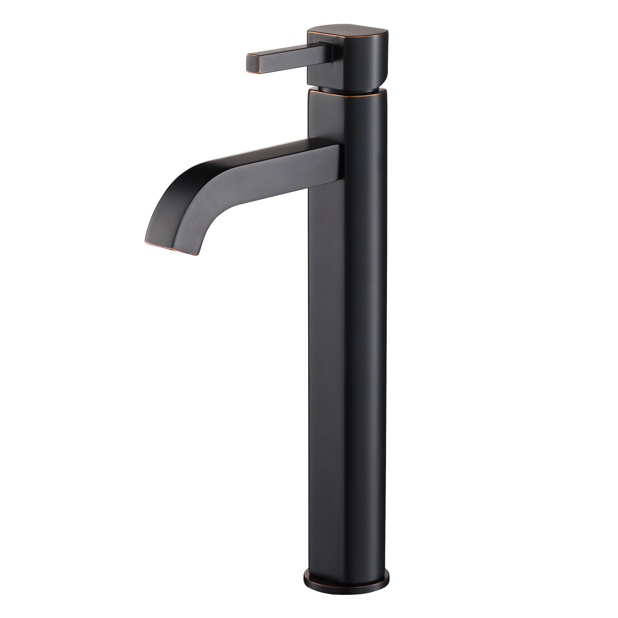 Satin Nickel Modern Vessel Single Hole Faucet in Bronze