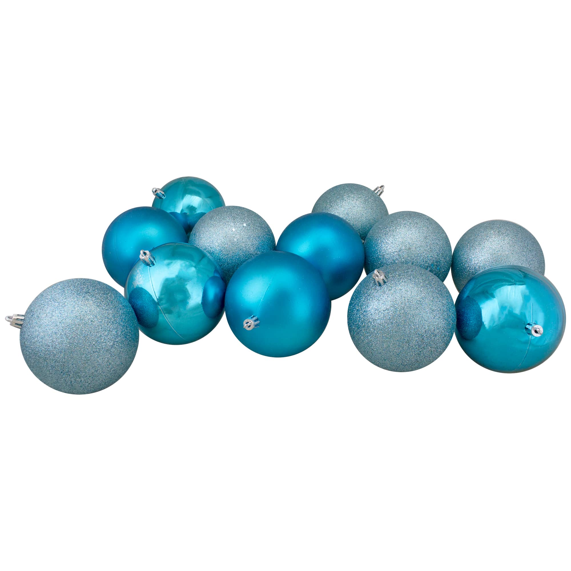 Northlight Shatterproof 4-Finish Christmas Ball Ornaments - 2.5 inch (60mm) - Turquoise Blue - 24ct
