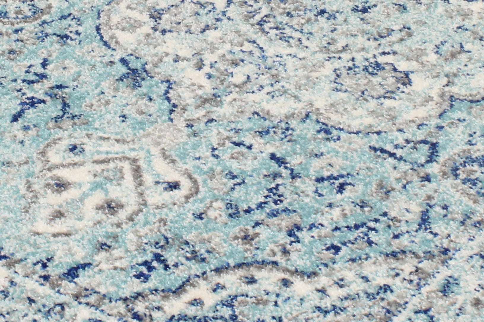Aqua Floral Synthetic 4' x 6' Rectangular Area Rug