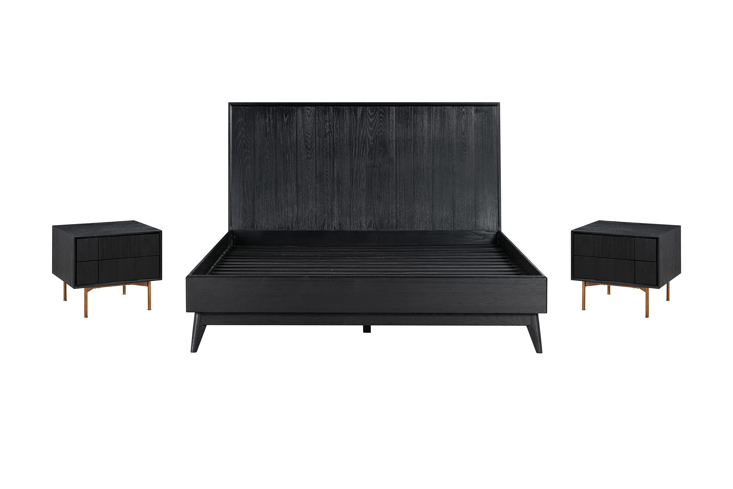 Armen Living SETCFBDBLQN3A Black Brushed Queen Bedroom Set