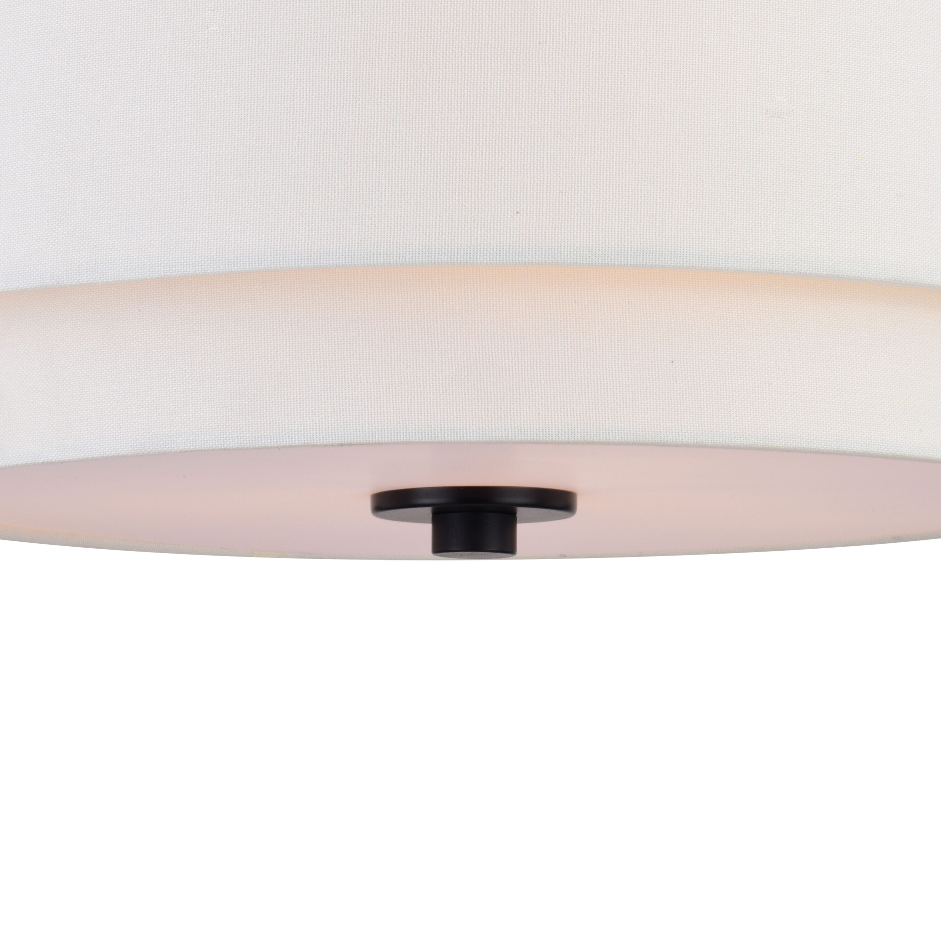 Burnaby 16" Black and White Linen Drum Semi Flush Mount Ceiling Light