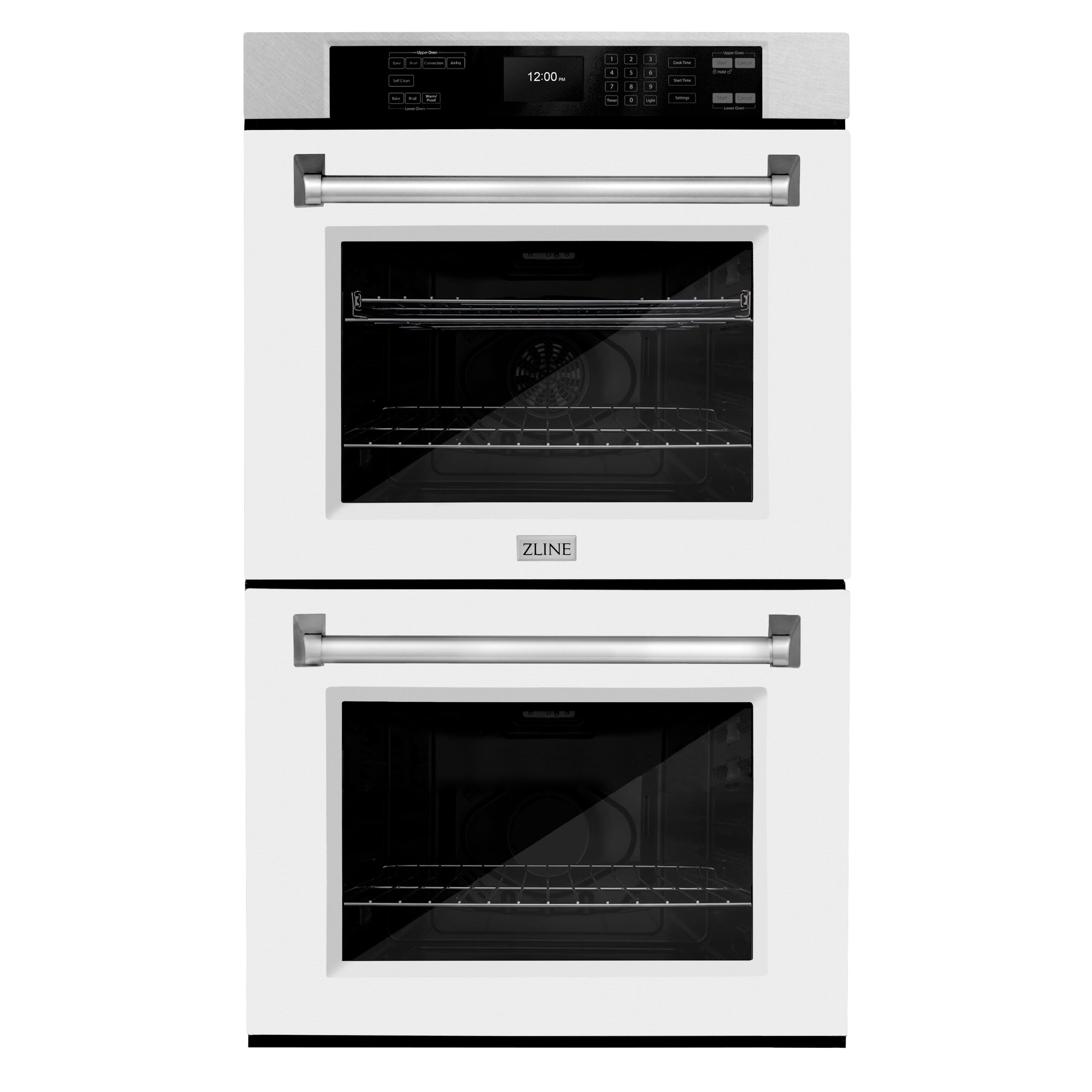ZLINE KITCHEN & BATH WADS-WM-30 30 inch Double Electric Wall Oven with Air Fry Manual Cleaning ( Satin Stainless Steel, White Matte Doors )