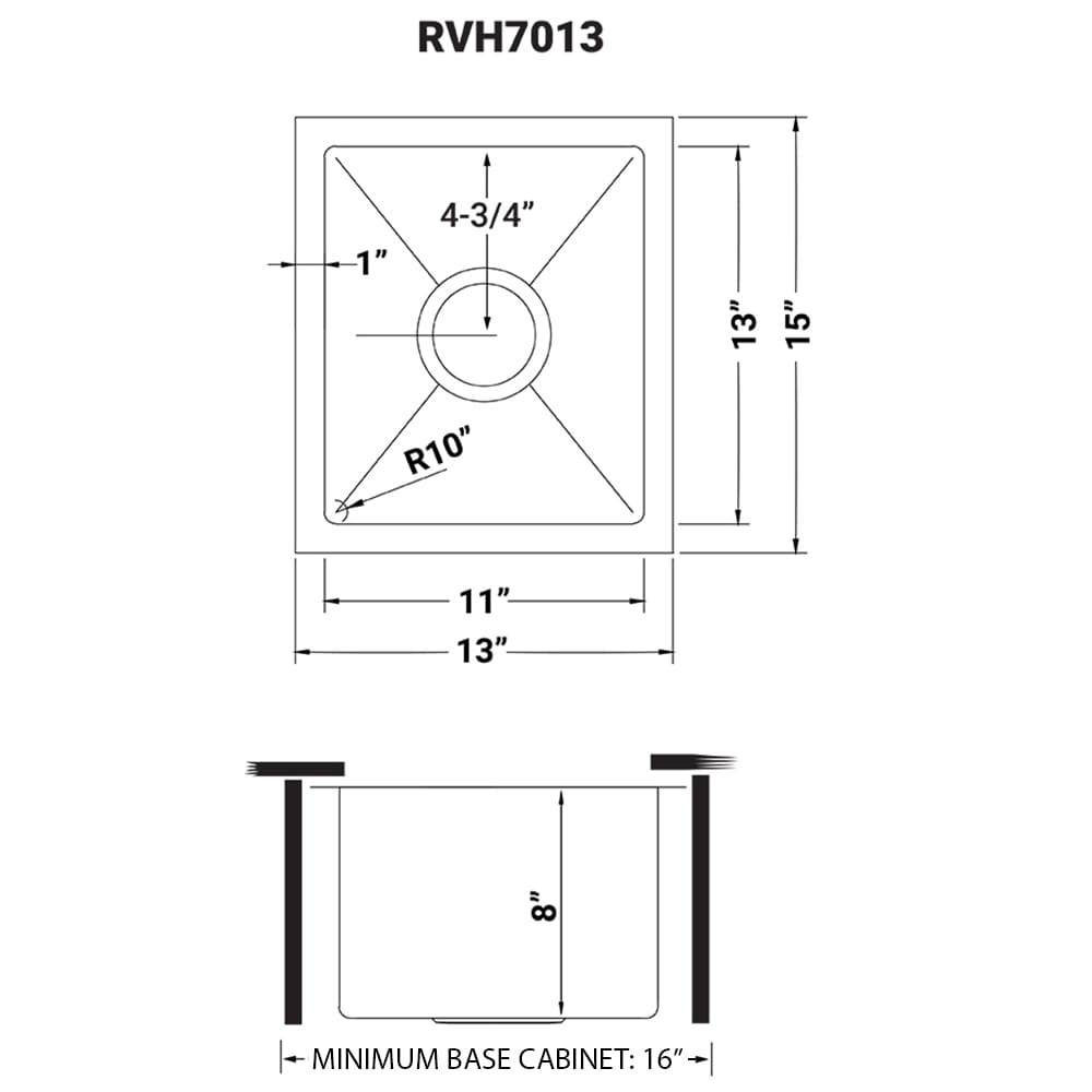 Ruvati 15" Stainless Steel Undermount Single Bowl Kitchen Sink