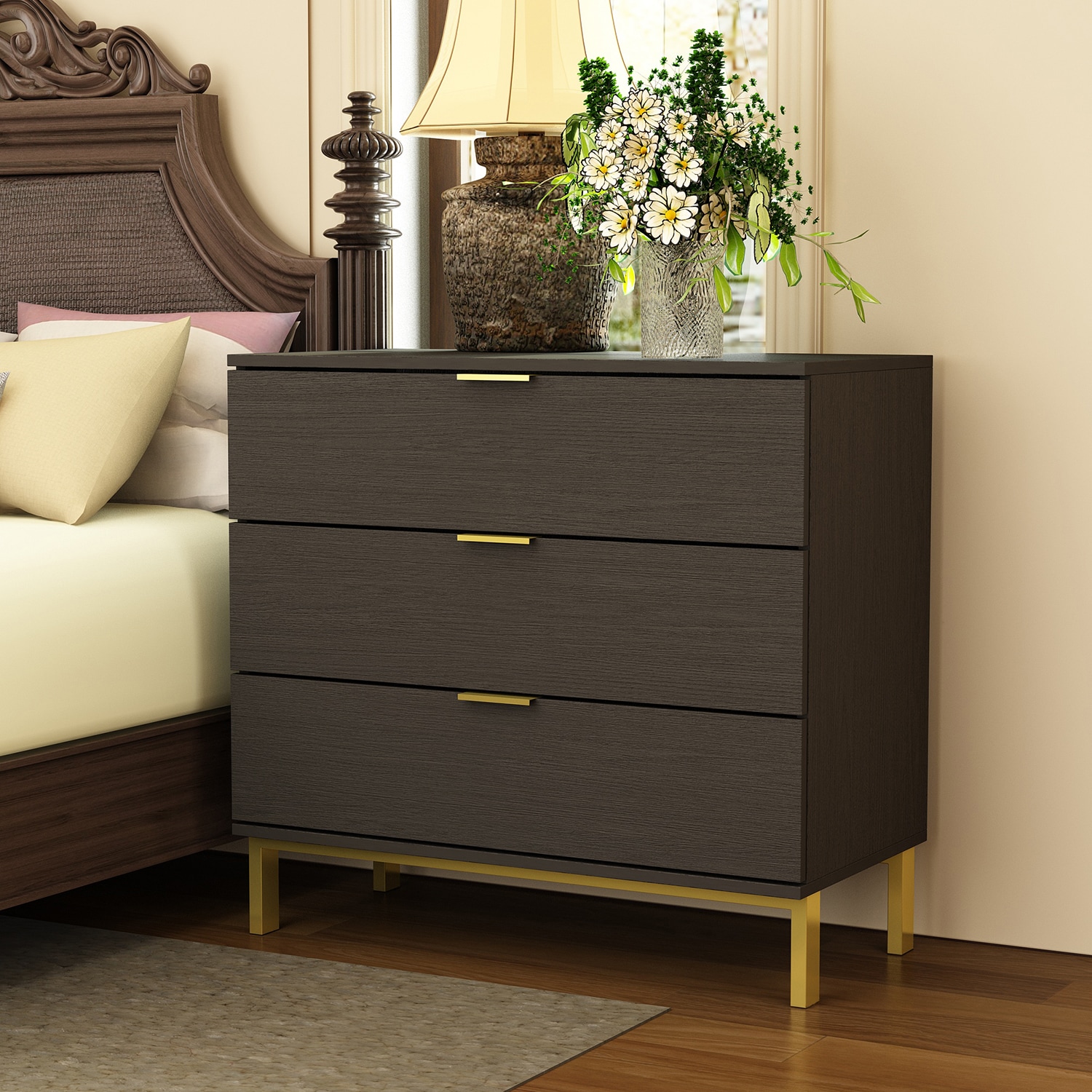 SEJOV 6 Drawer Dresser/Nightstand,Wood Chest of Drawer,Clothing