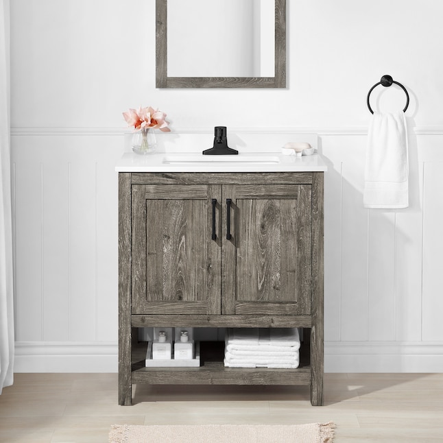 Style Selections Howell 30 In Weathered, Bathroom Vanities 30 Inch With Sink