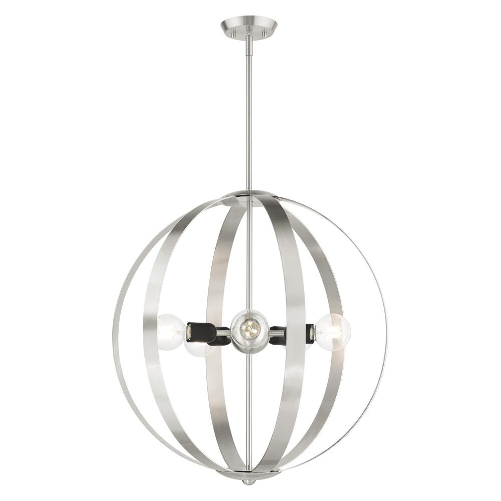 Modesto Mid-Century Modern 5-Light Brushed Nickel Chandelier