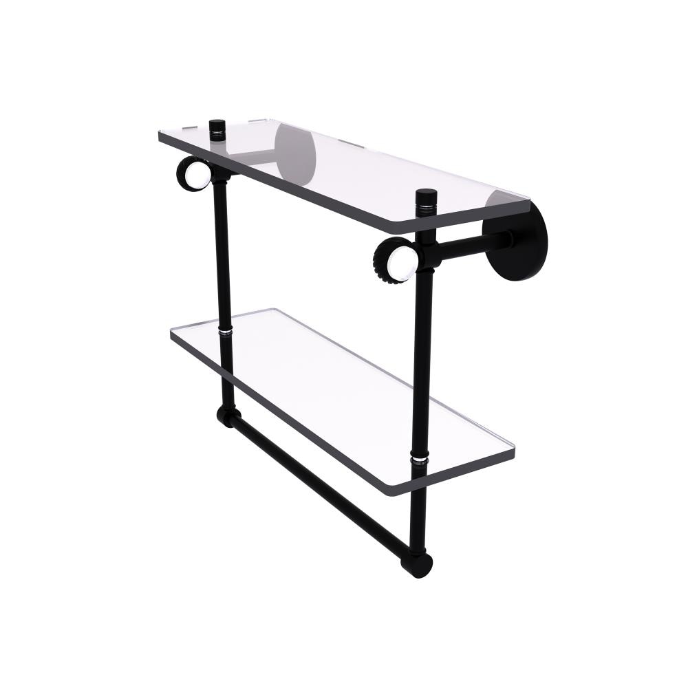 Allied Brass CV-2TBT-16-BKM Clearview Matte Black 2 -Tier Wall mount Bathroom Shelf ( 16-in x 12.8-in x 5-in )