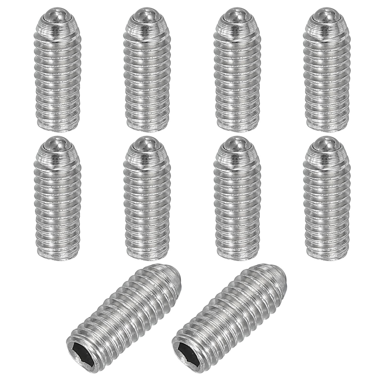 PATIKIL M4x10mm Ball Point Set Screws 10pcs 304 Stainless Steel Hex Socket Spring Ball Point Grub Screws for Industrial Machine Home Furniture Workplaces Silver