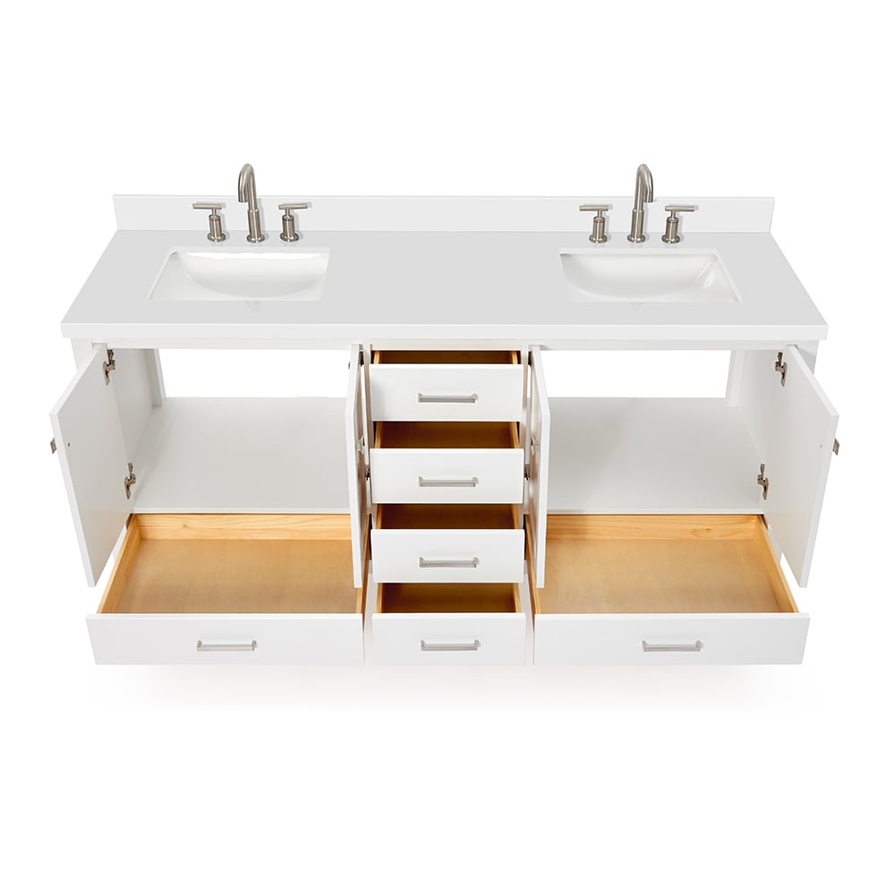  ARIEL Cambridge White Double Sink Bathroom Vanity 73