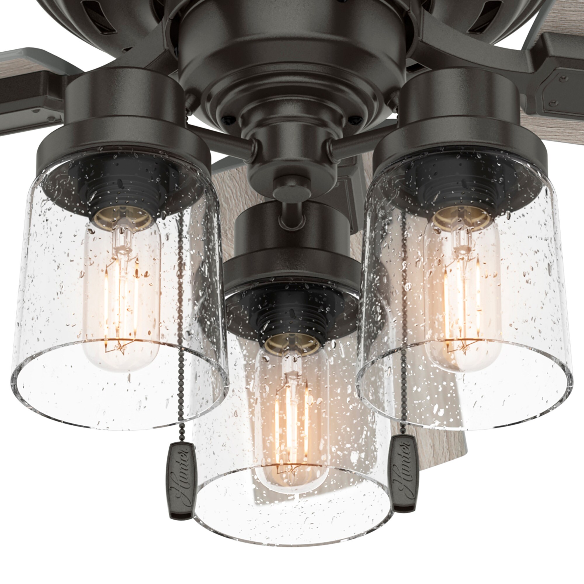 Hunter Hartland 44-in Noble Bronze LED Indoor Downrod or Flush Mount  Ceiling Fan with Light (5-Blade)