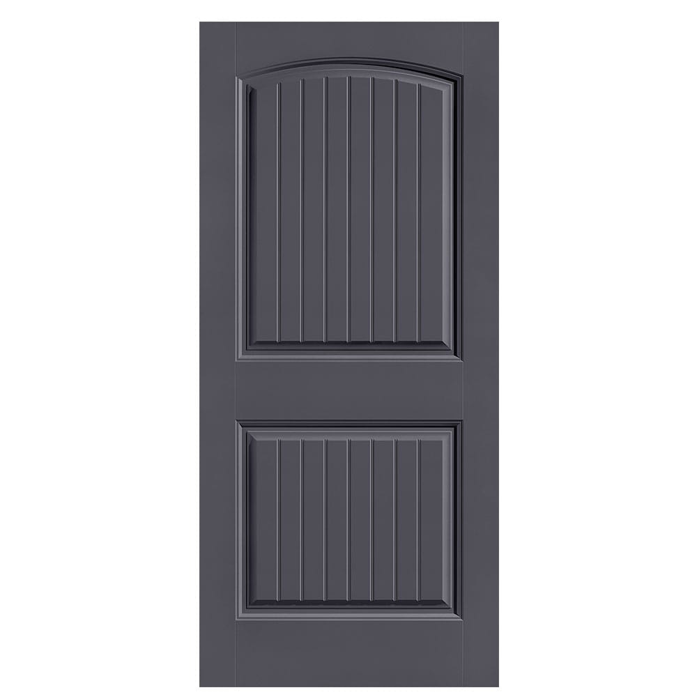 Masonite 1443710 Cheyenne 36-in x 80-in Slate 2-panel round top plank Smooth Solid core Prefinished Molded composite Slab Door