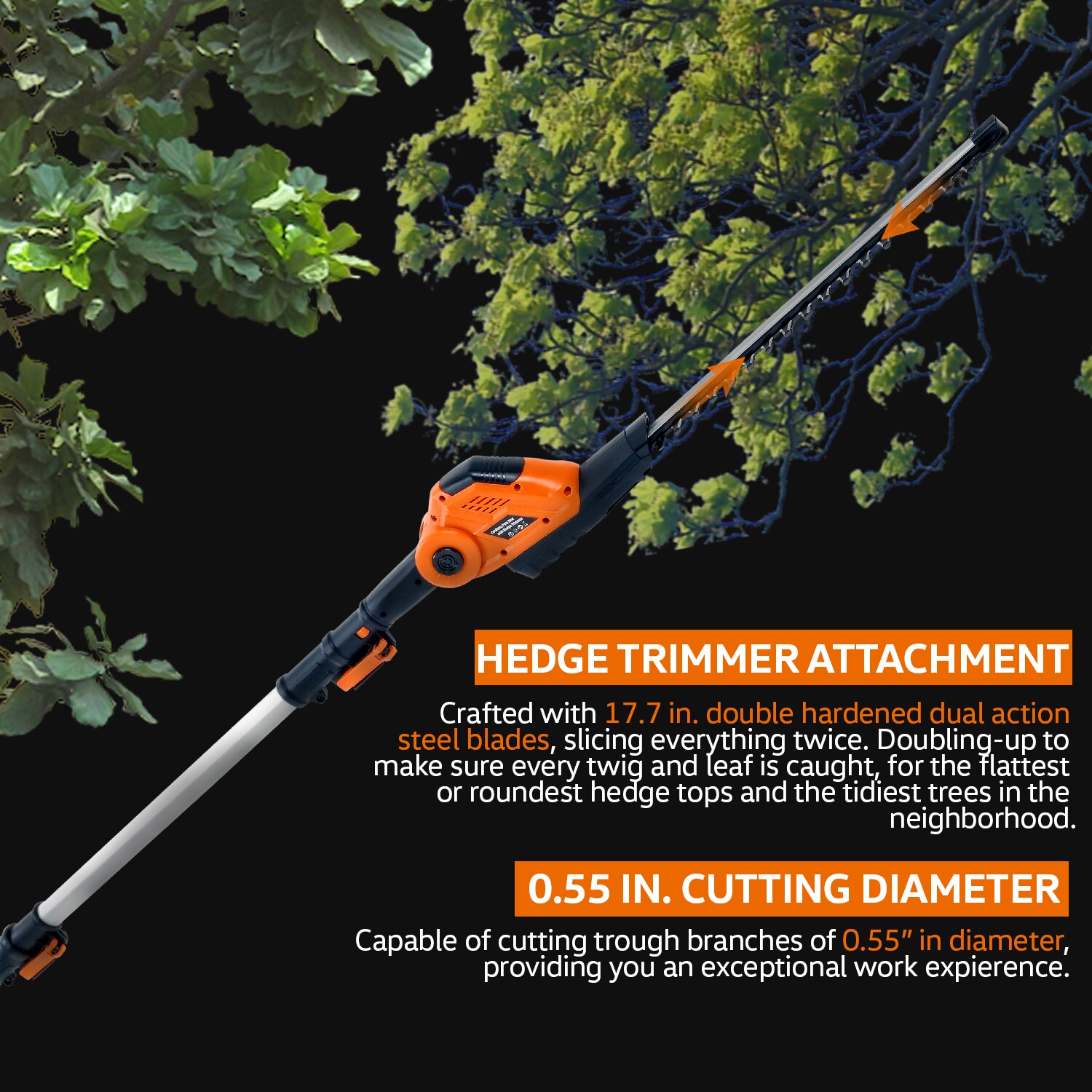 SuperHandy Electric Hedge Trimmer - 20V 2Ah Battery System, 17 Dual-A