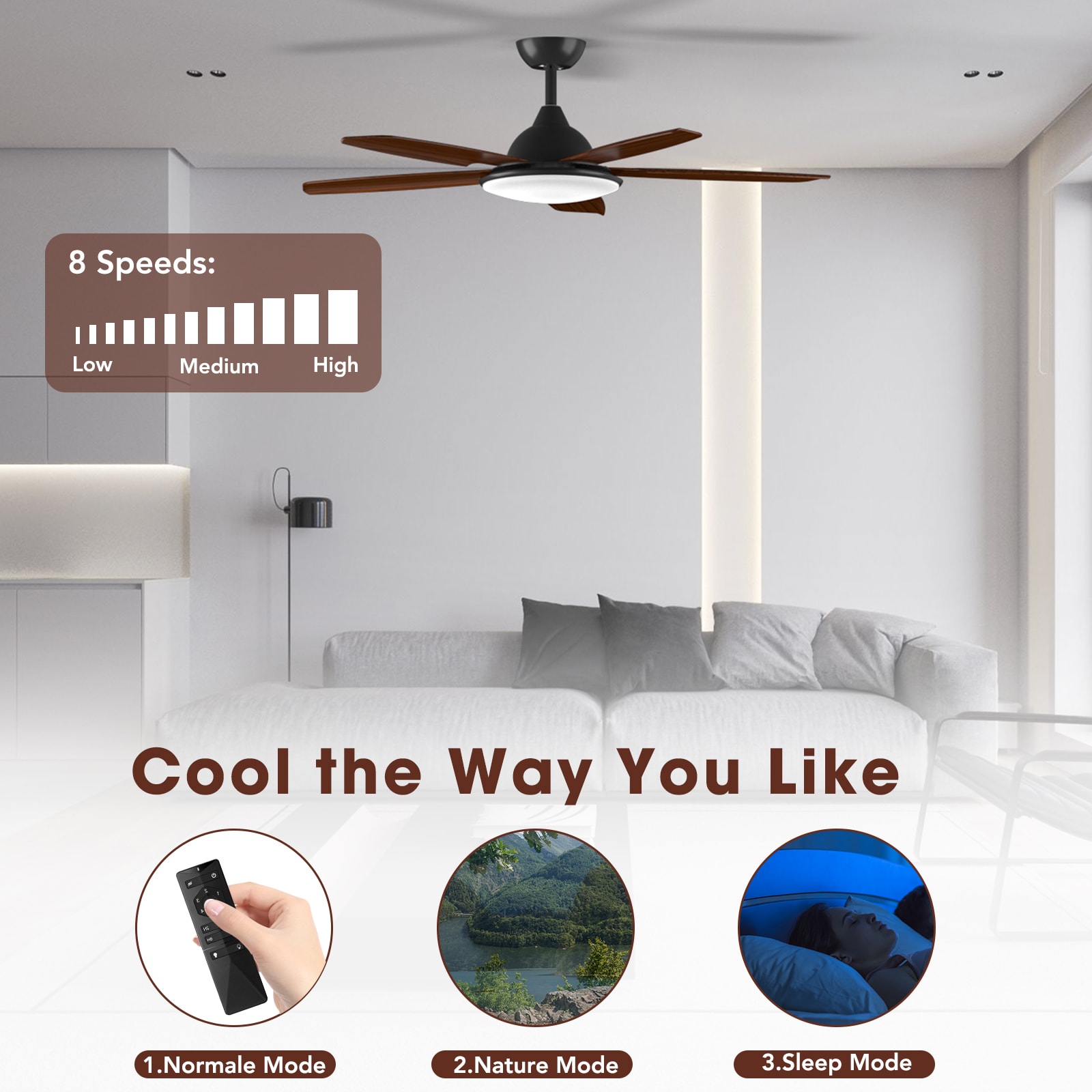 COWSAR LSCF-FL9286-BLACK Ceiling-Fans - View #6