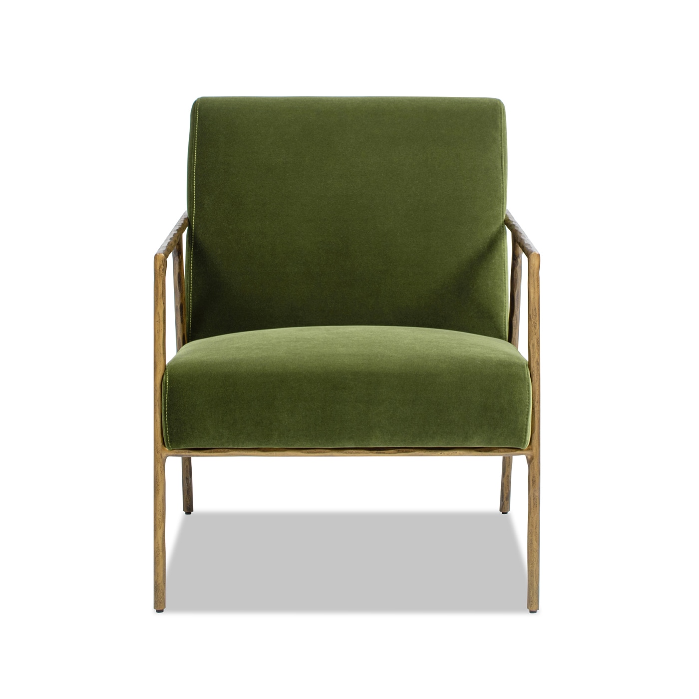 Jennifer Taylor Home Aerin 24.5 in Hammered Brass Upholstered Accent Arm Chair Olive Green in the Chairs department at Lowes