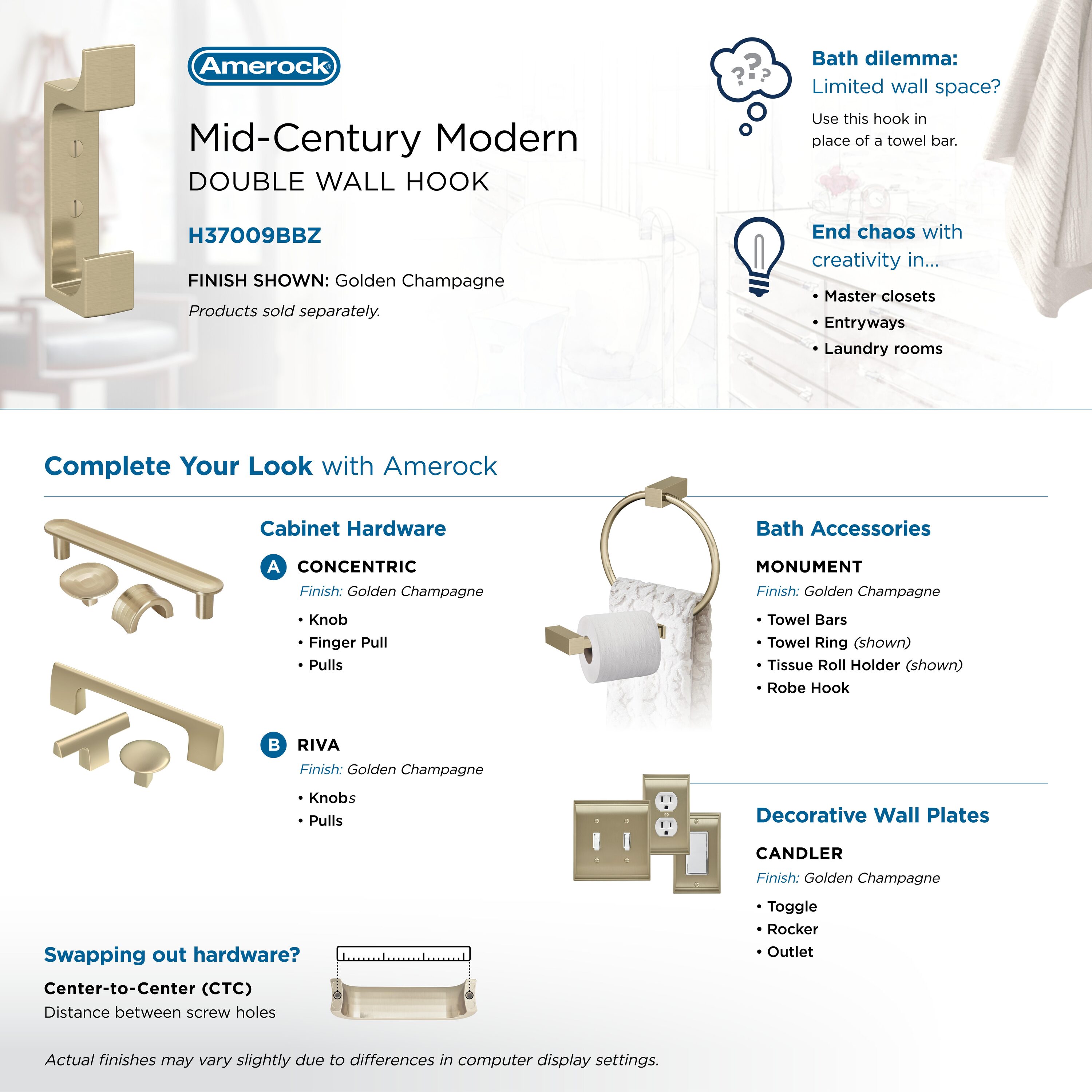 Amerock H37009BBZ Decorative-Wall-Hooks - View #6