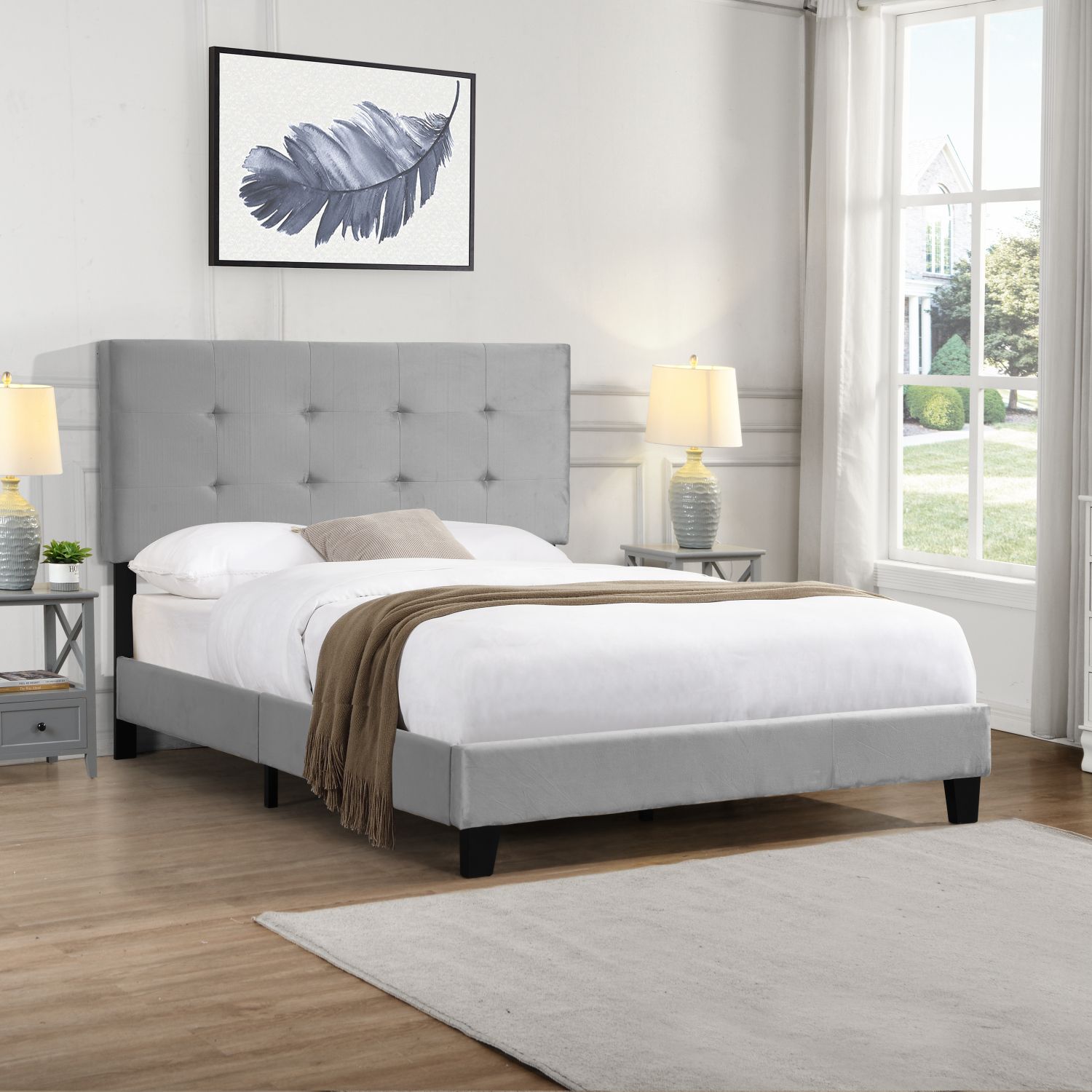 JASMODER W31136119 Gray Queen Composite Platform Bed