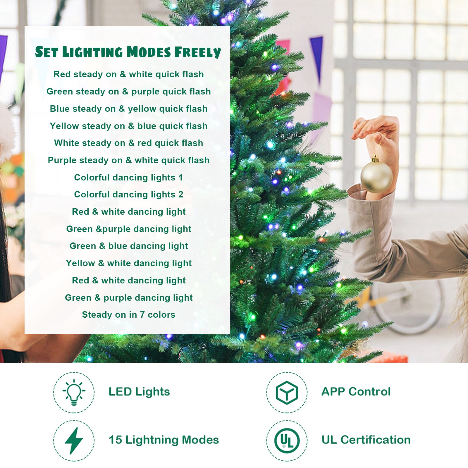 Smart Christmas Tree Lights, 6.5FT×8 Drop Line,22 Modes Multi Color  Changing LED Lights with APP Con…See more Smart Christmas Tree Lights,  6.5FT×8