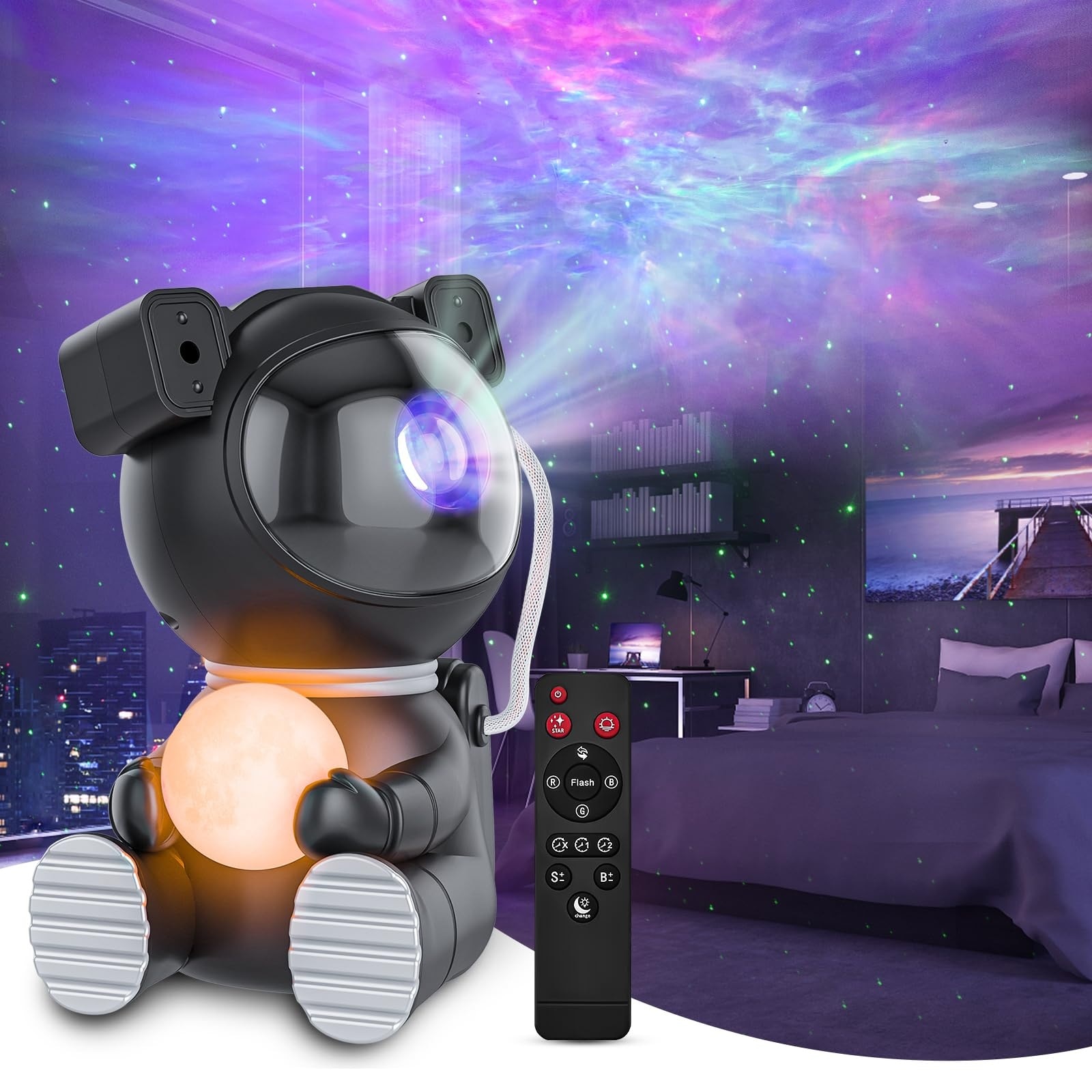 Oyezvary Astronaut Galaxy Projector with Remote Control Timer and Adjustable Head LED Star Nebula Night Light Moon Lamp for Kids Adults Room #L05OZ09051
