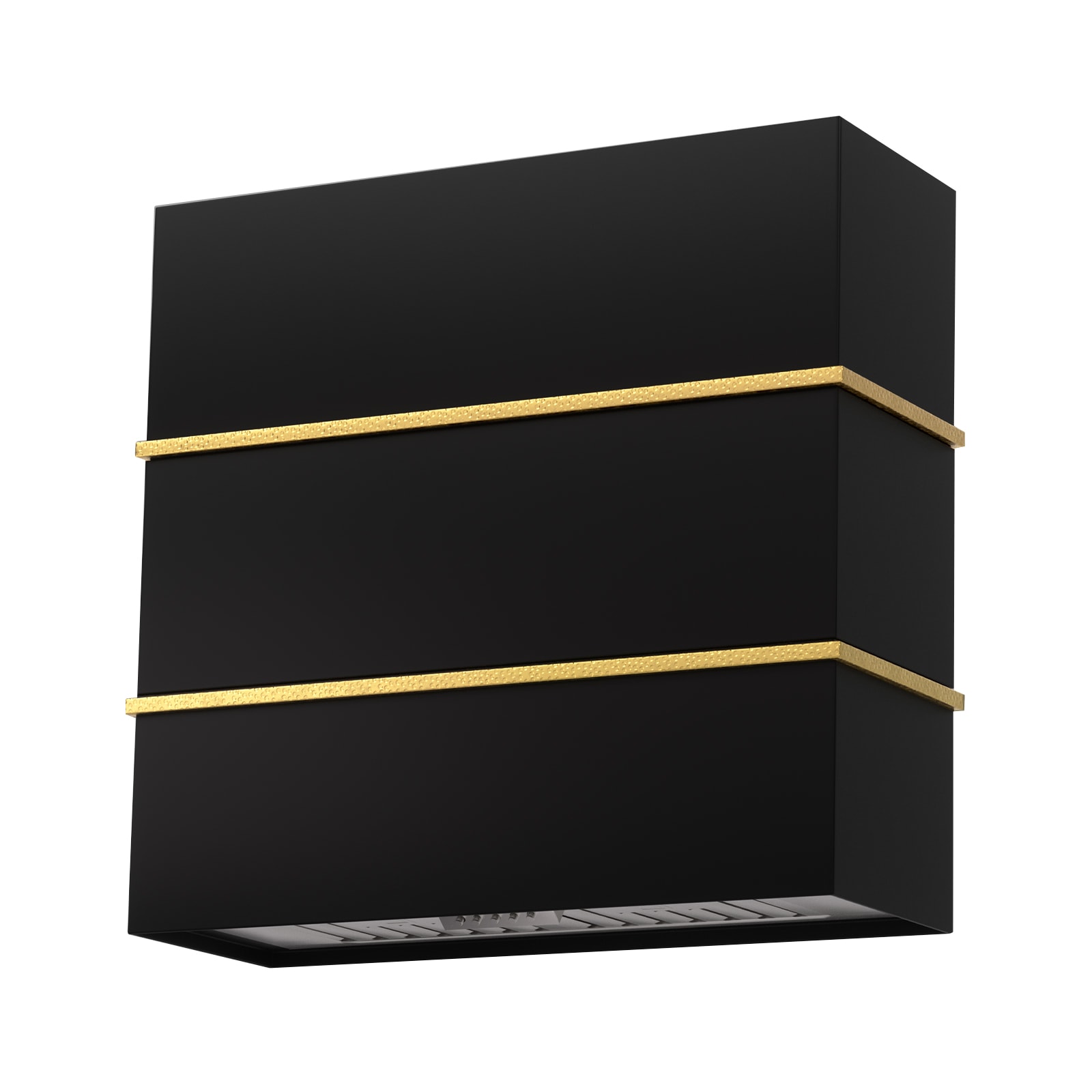 Akicon AK-HS30HC-JBG 30 inch Ducted 600-CFM Black with Gold Wall-Mounted Range Hood with Charcoal Filter