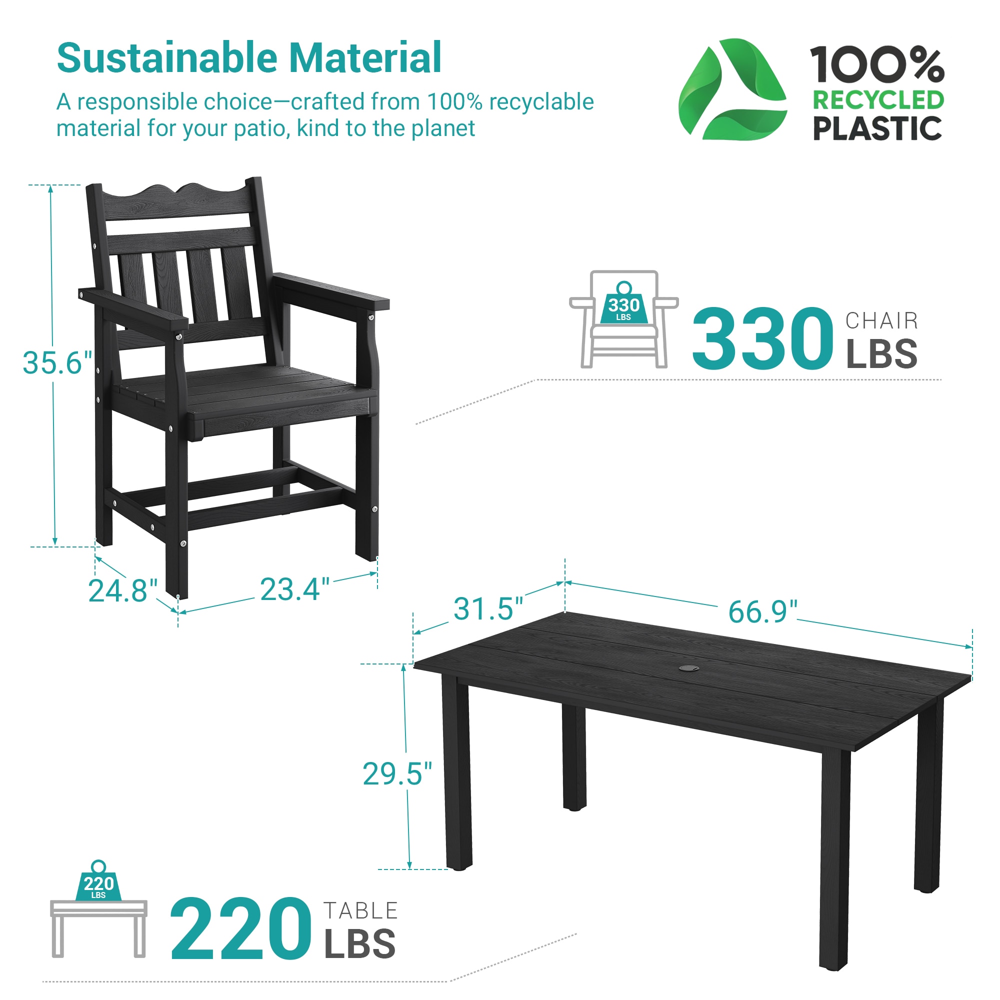 ACEGOSES LW-PPD-T03-BK-7 Patio-Dining-Sets - View #2