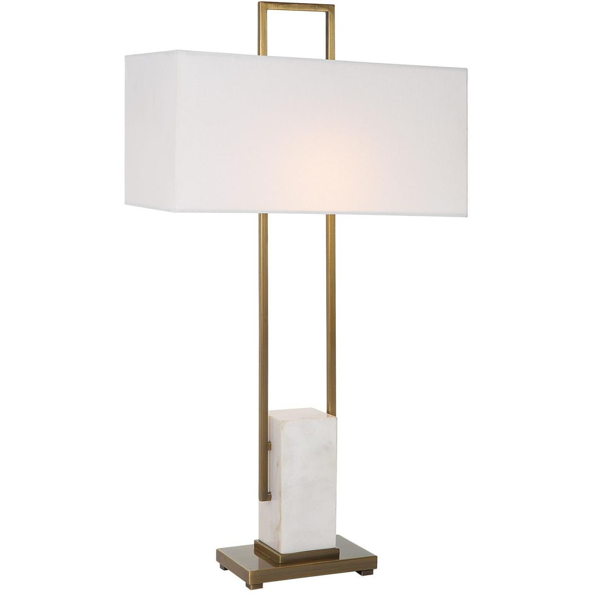 Uttermost 2510753 30160 Column Table Lamp Plated Brass and White Marble