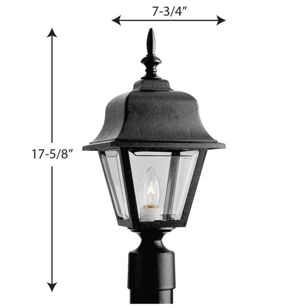 Black Non-Metallic Outdoor Post Lantern with Clear Acrylic Panels