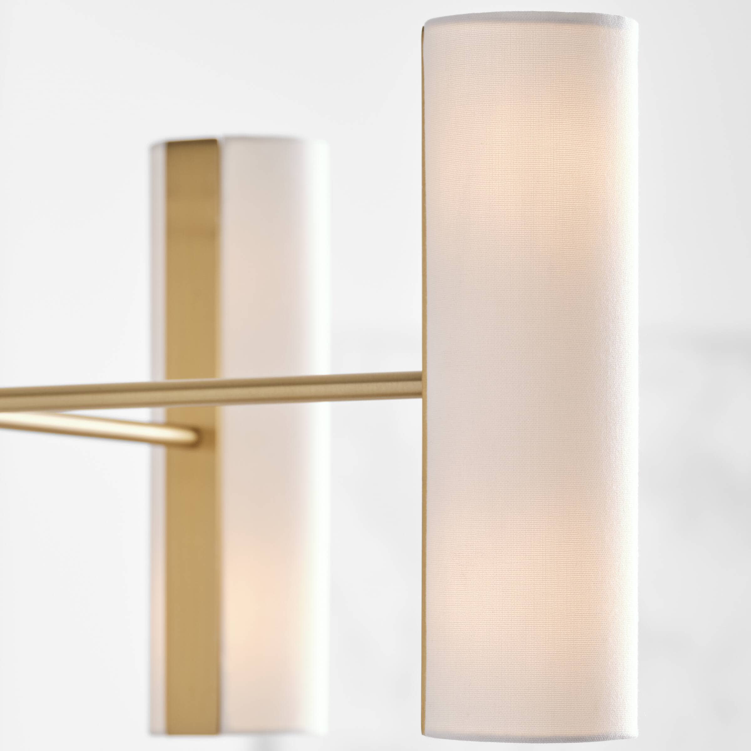 Satin Brass 8-Light Chandelier with White Linen Shades
