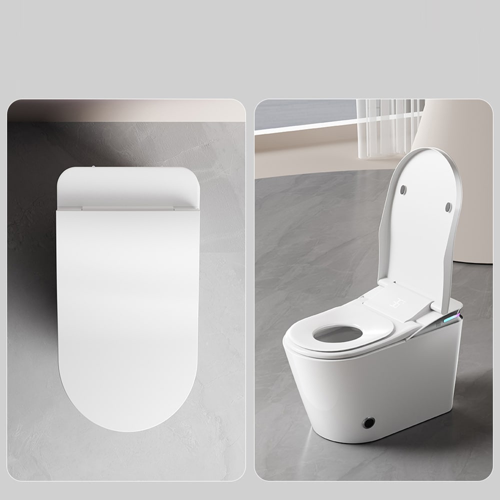 Huluwat YXJ-White Smart Toilet with Foot Sensor Aromatherapy and Mood Lighting