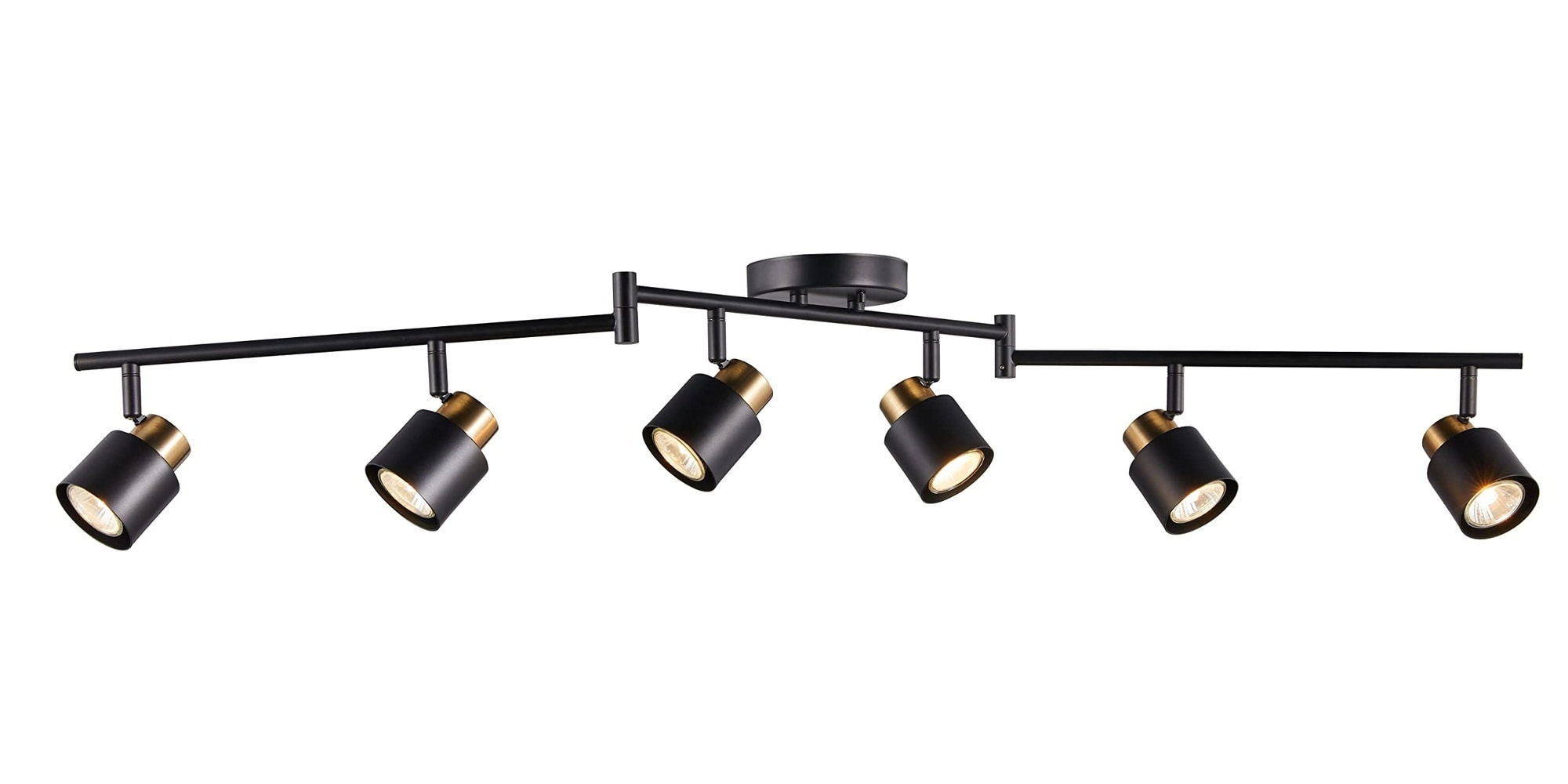 Vrbgify  6 Light Track Lighting Kit Matt Black Brass Finish Adjustable 47.2x4.7x7 Inch Ceiling Spotlight for Kitchen Dining Living Room