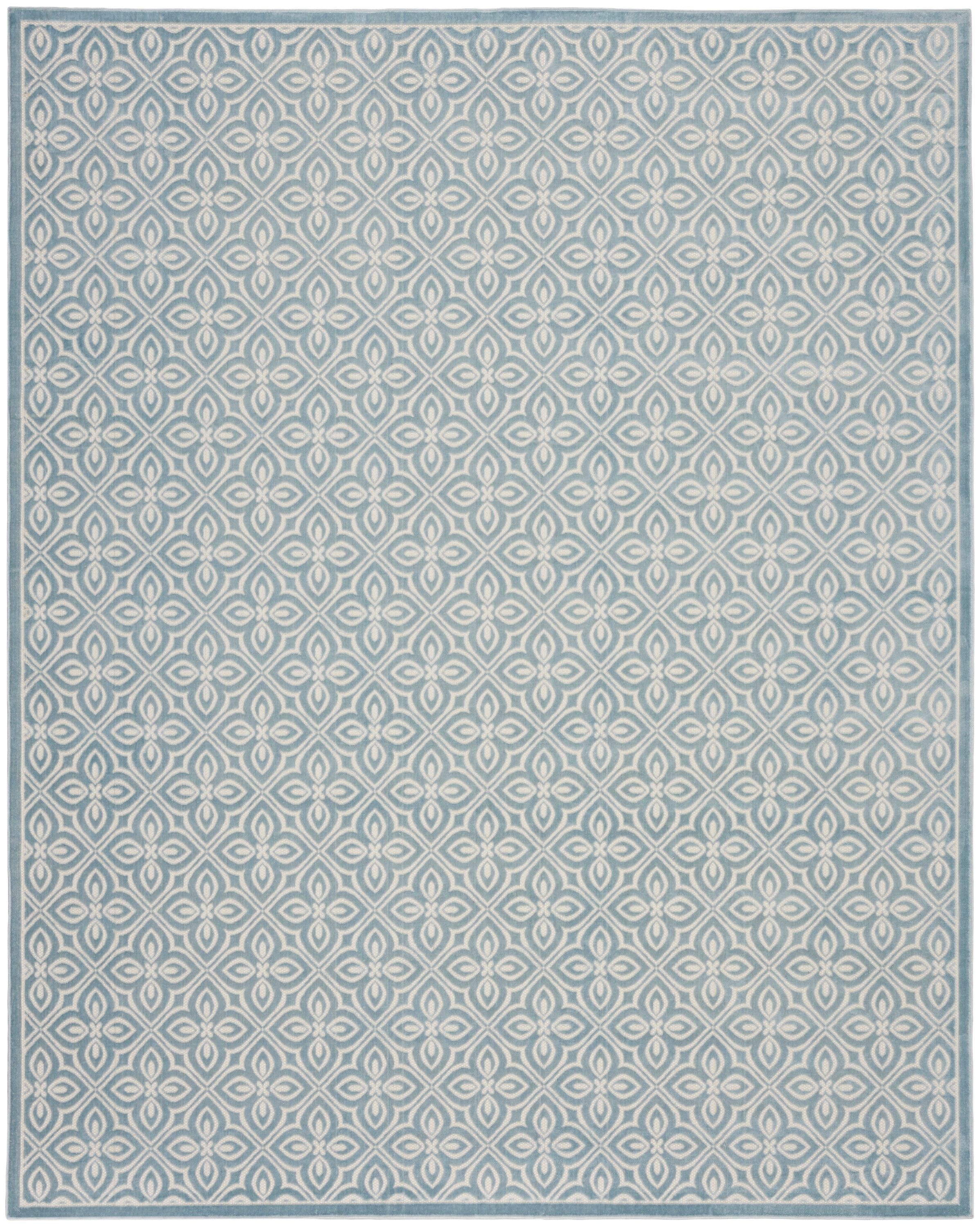  Home Washable Charm 9 x 12 ft Blue Ivory Indoor Area Rug