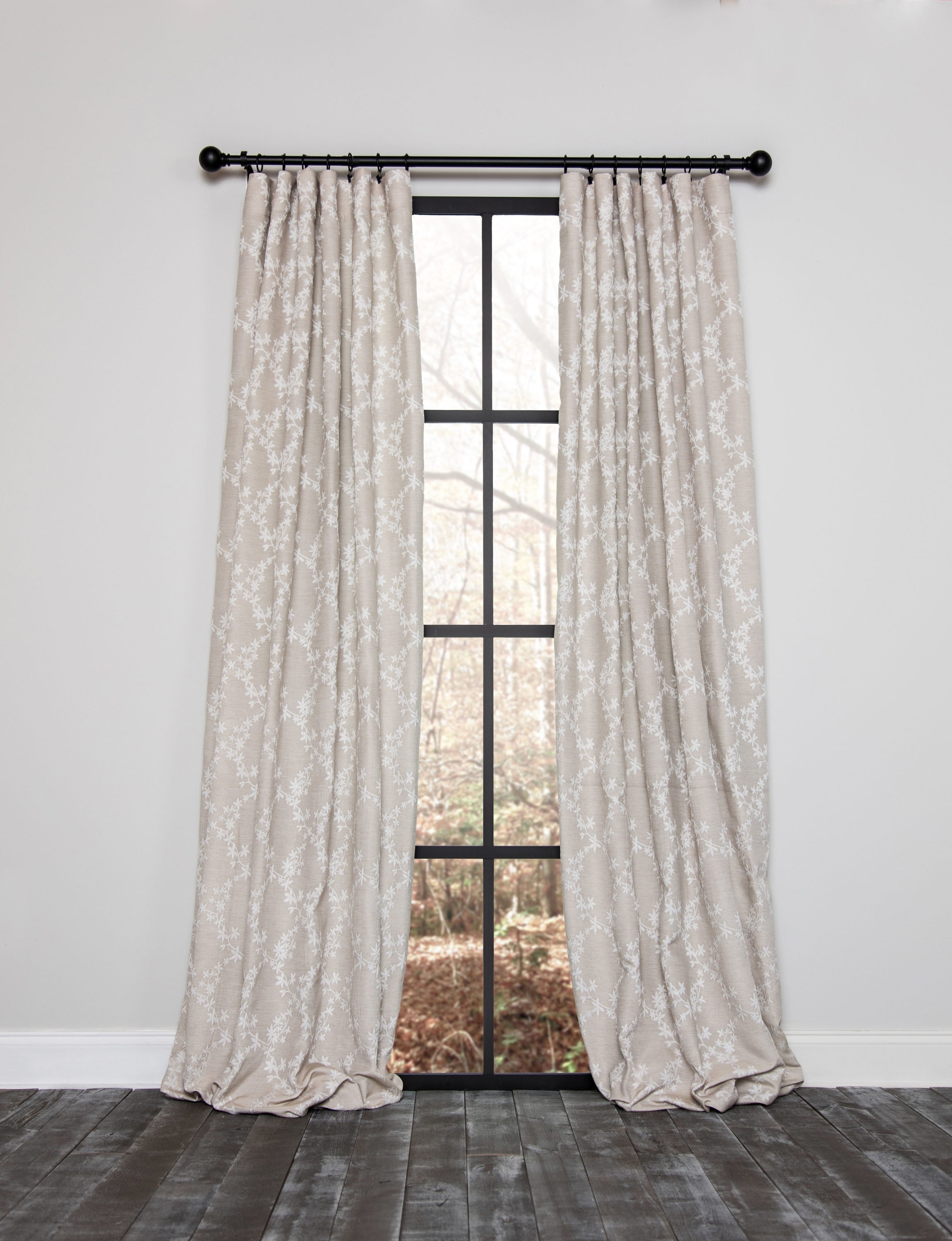 MANOR LUXE ML193055296BG 96-Inches Beige Floral Light filtering Rod pocket Single curtain panel
