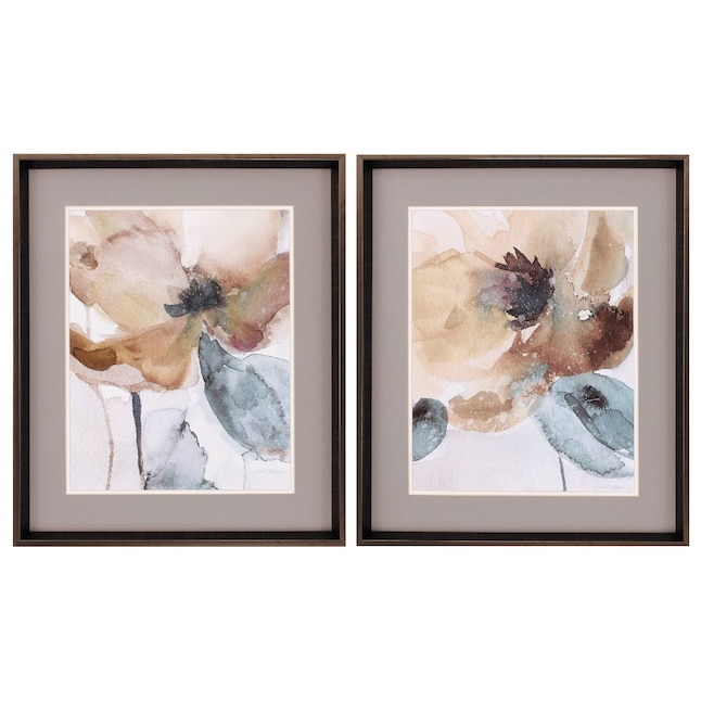 HomeRoots Silver Wood Framed 27-in H x 23-in W Floral Wood Print at ...