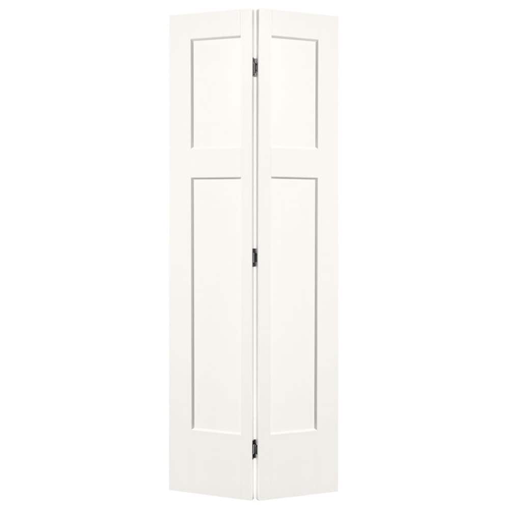 Winslow 30-in x 80-in Snow Storm 3-panel Craftsman Hollow Core Prefinished Molded Composite Bifold Door Hardware Included in White | - Masonite 803633