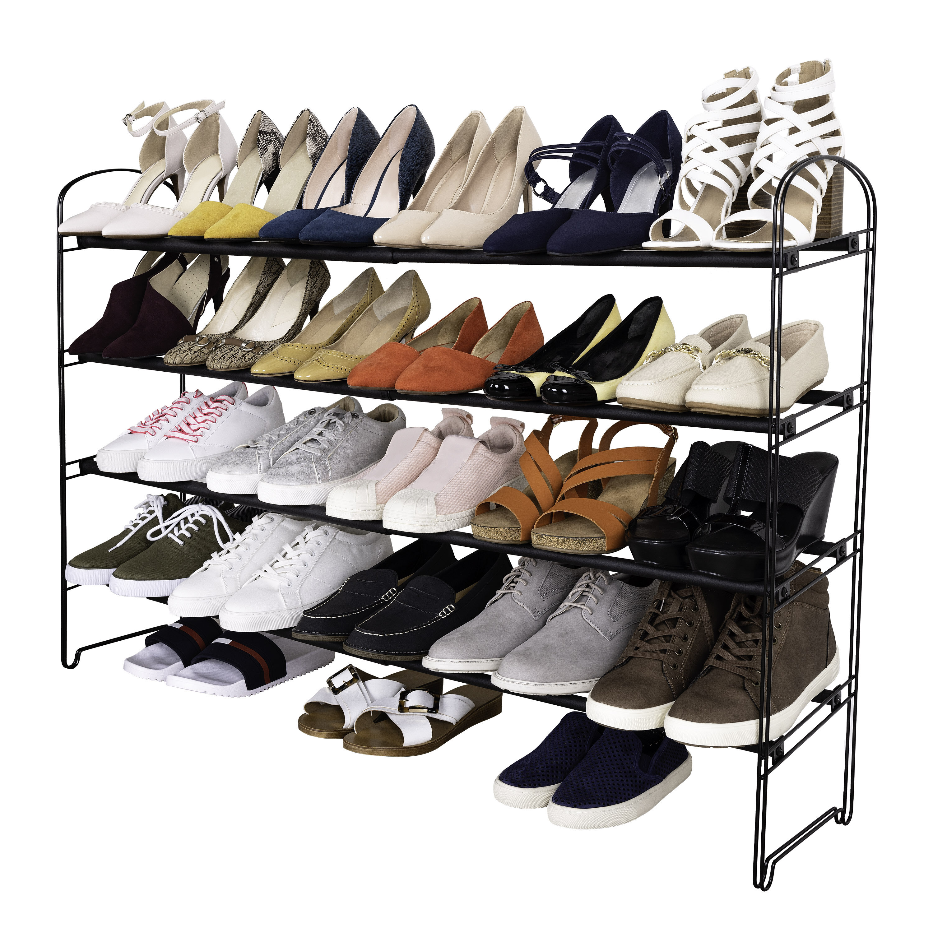 6 tiers 30-Pairs Shoe 2024 Organizer, Black