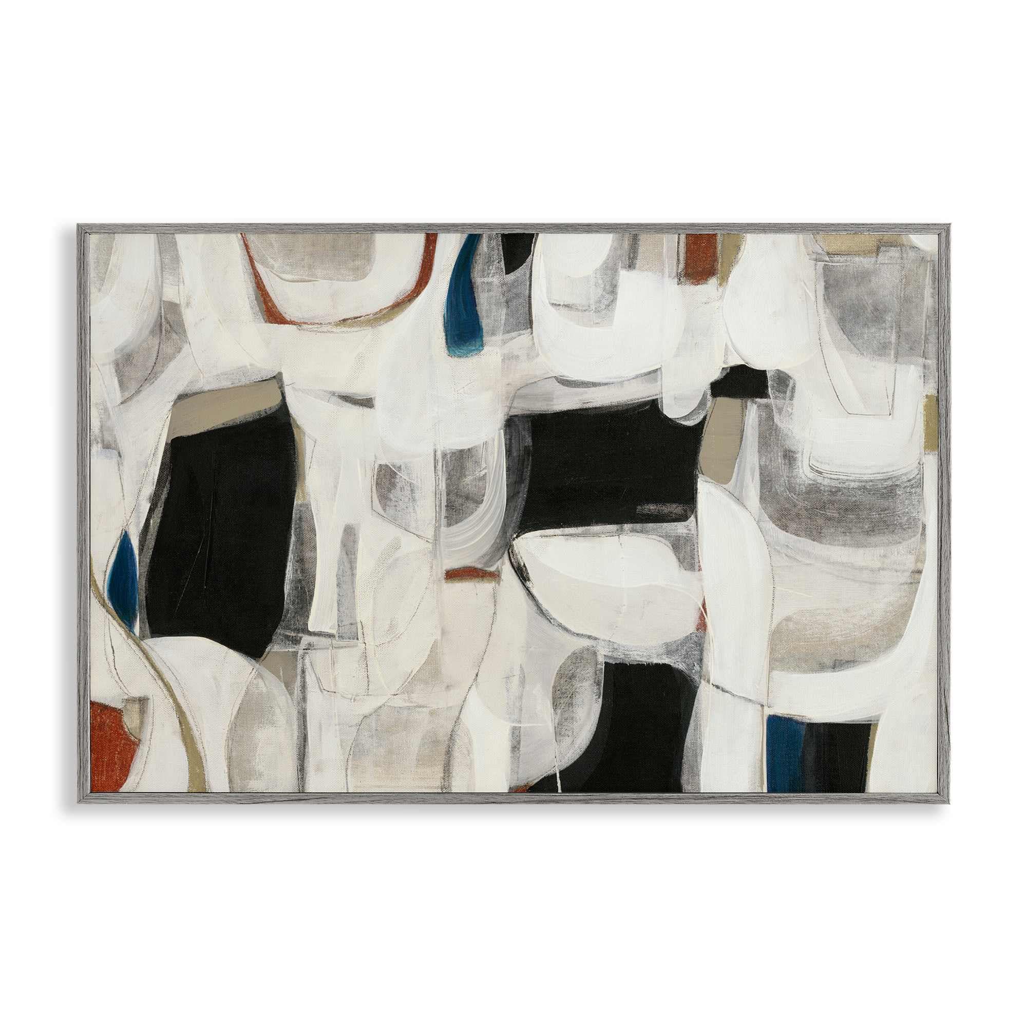 Stupell Industries BS-617-GFF-16X24 Dynamic Earthy Shapes Gray Framed Giclee Art By Kippi Leonard 24 x 16