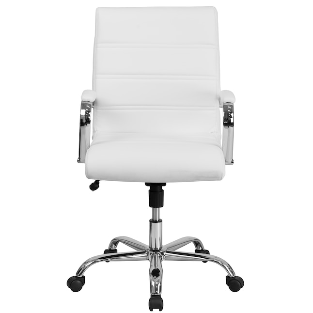 Flash Furniture White Leather Chrome, White Office Chairs With Arms