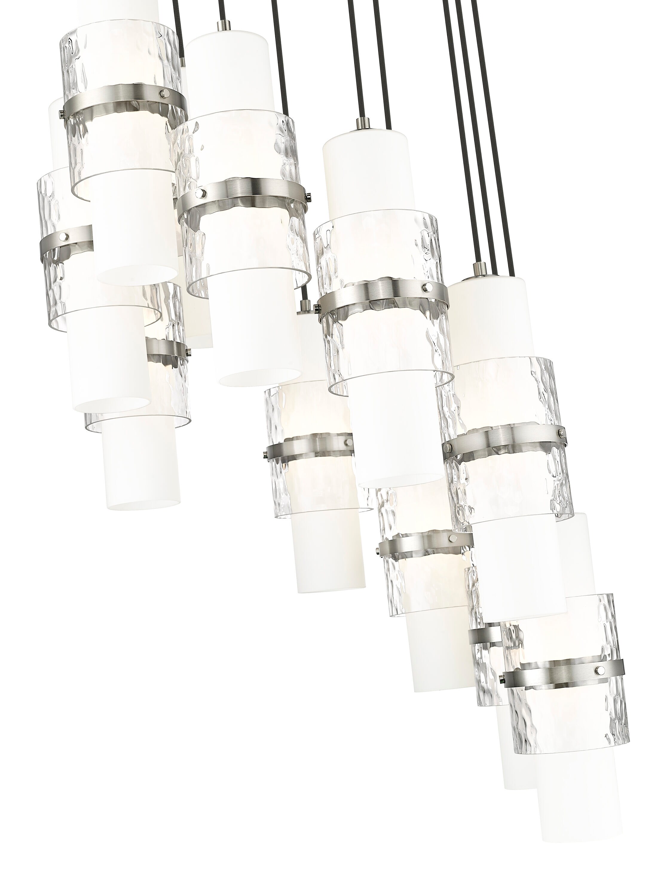 Cayden 24" Brushed Nickel Chandelier with Etched Opal Glass