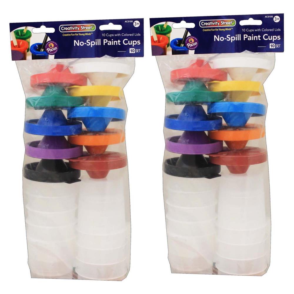 Creativity Street® No-Spill Paint Cups, Square, Colored Lids, 3