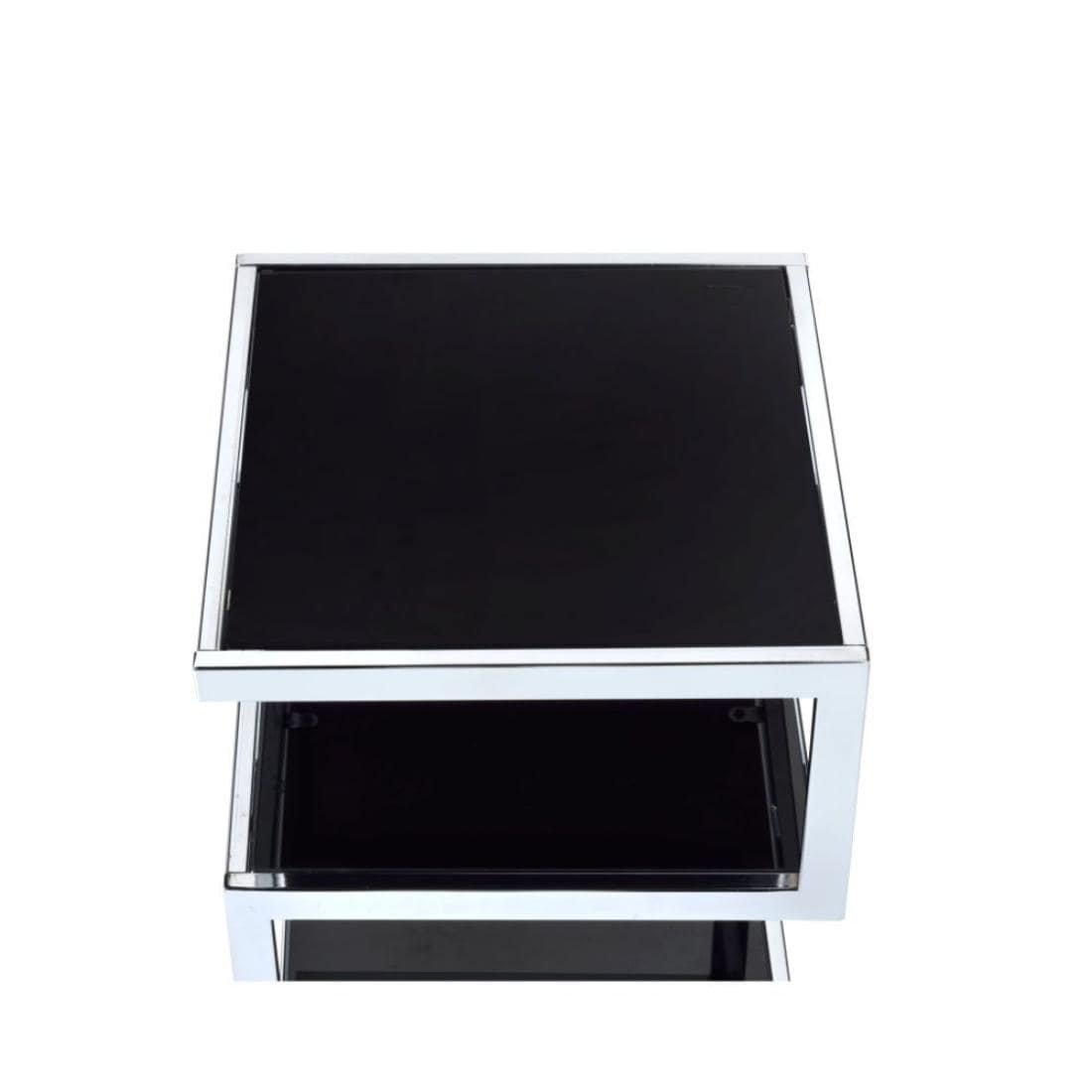 Alysa 16'' Black Glass & Stainless Steel 3-Tier End Table