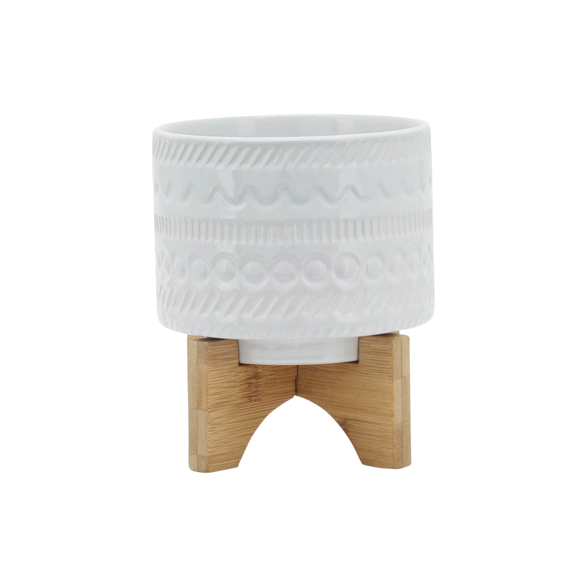 Siavonce XH06856 6.0-in W x 8-in H x 6-in D White Ceramic Indoor/Outdoor Planter