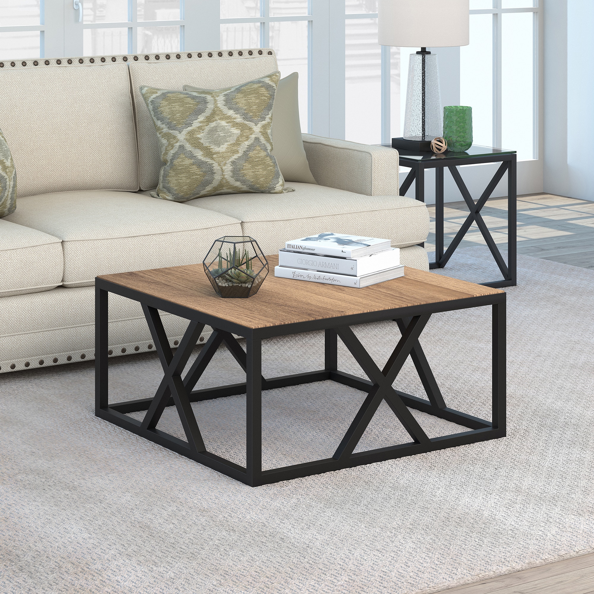 Hailey Home CT0192 Jedrek Blackened bronze Wood Farmhouse Coffee Table